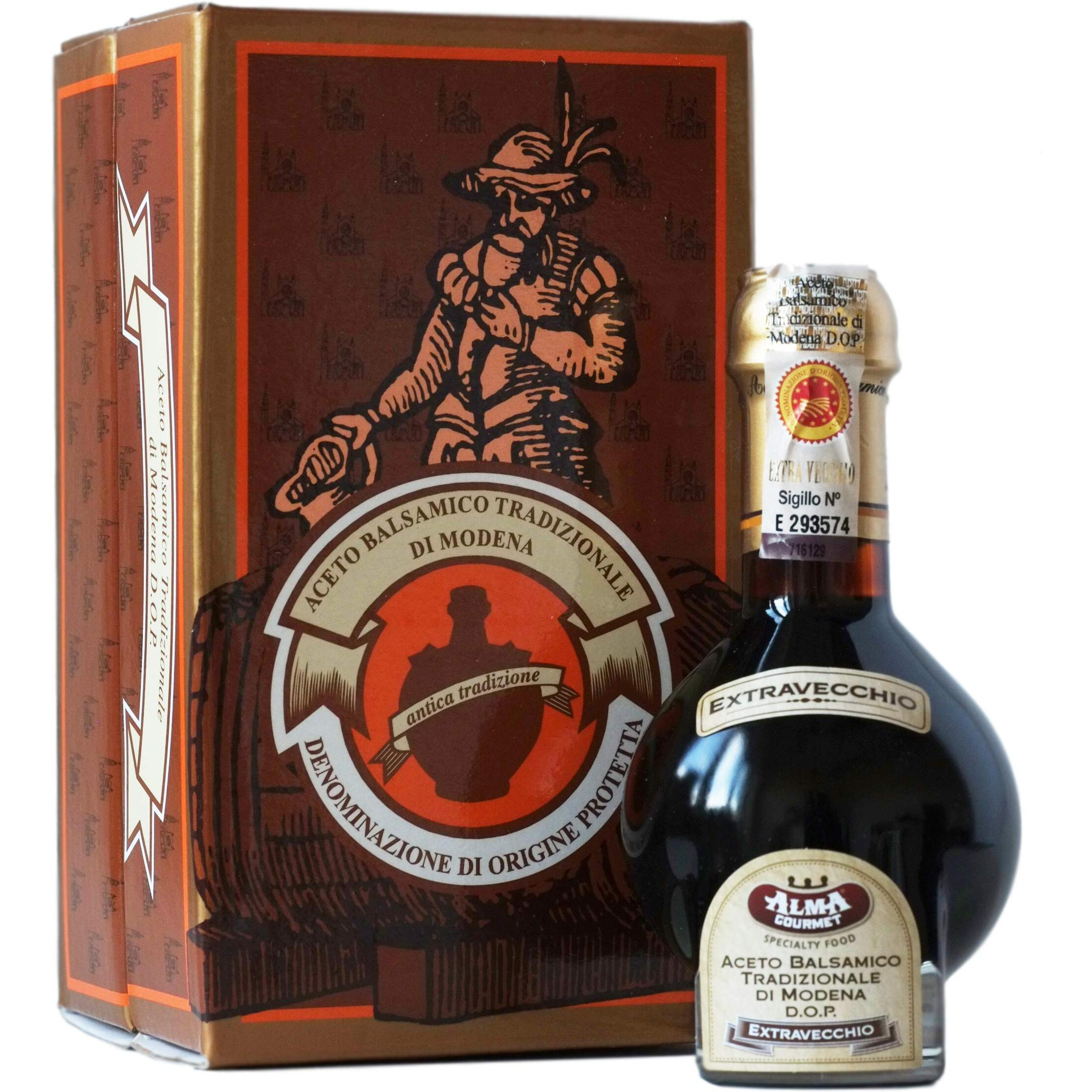 25 Year Aged Extravecchio Traditional Balsamic Vinegar Of Modena D.O.P. | Original Aged Artisanal Italian Aceto Balsamico By Alma Gourmet | 3.4Oz (100G) | Tic Doser Included