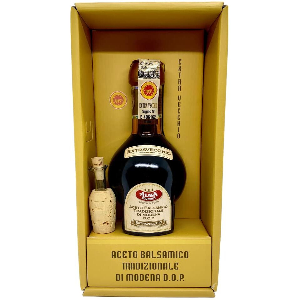 25 Year Aged Extravecchio Traditional Balsamic Vinegar Of Modena D.O.P. | Original Aged Artisanal Italian Aceto Balsamico By Alma Gourmet | 3.4Oz (100G) | Tic Doser Included