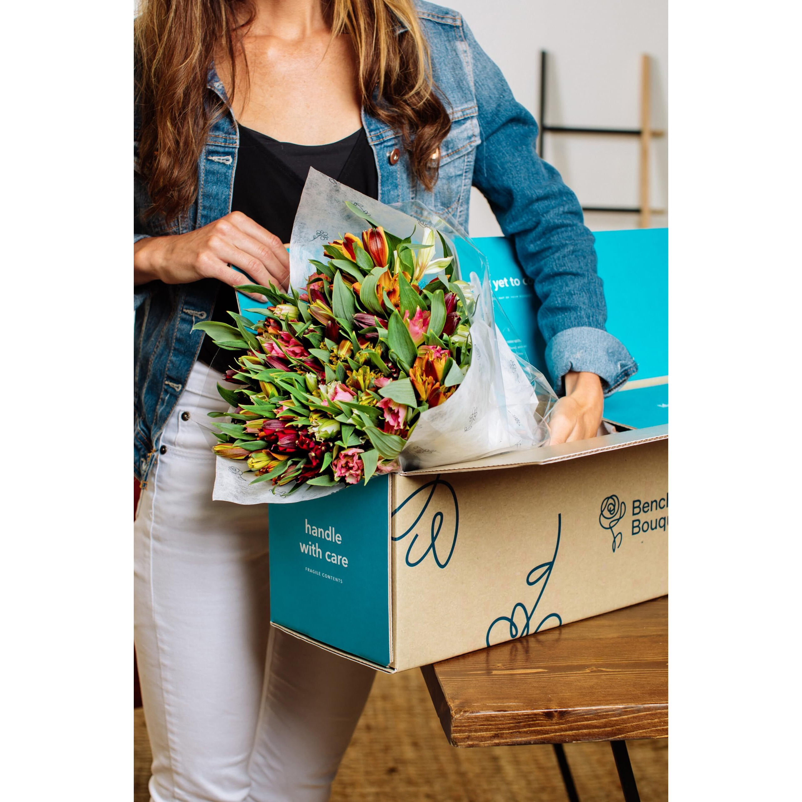 Benchmark Bouquets, 25 Stem Peruvian Lilies, Glass Vase Included, Gift Fresh Flowers For Birthday, Anniversary, Get Well, Sympathy, Congratulations, Thank You, Just Because