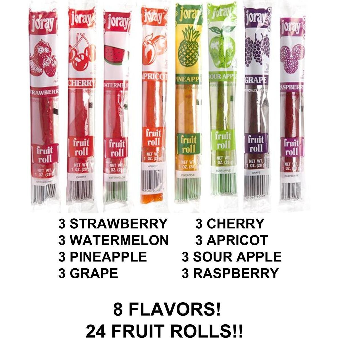 Joray Fruit Roll Variety Pack (8 Flavors) 24-Count, .75 Ounce Package