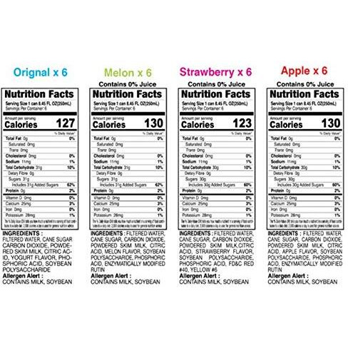 Milkis Carbonated Drink 4 Variety Flavors, Apple, Melon, Strawberry & Original, 8.45 Fl Oz, Pack Of 24