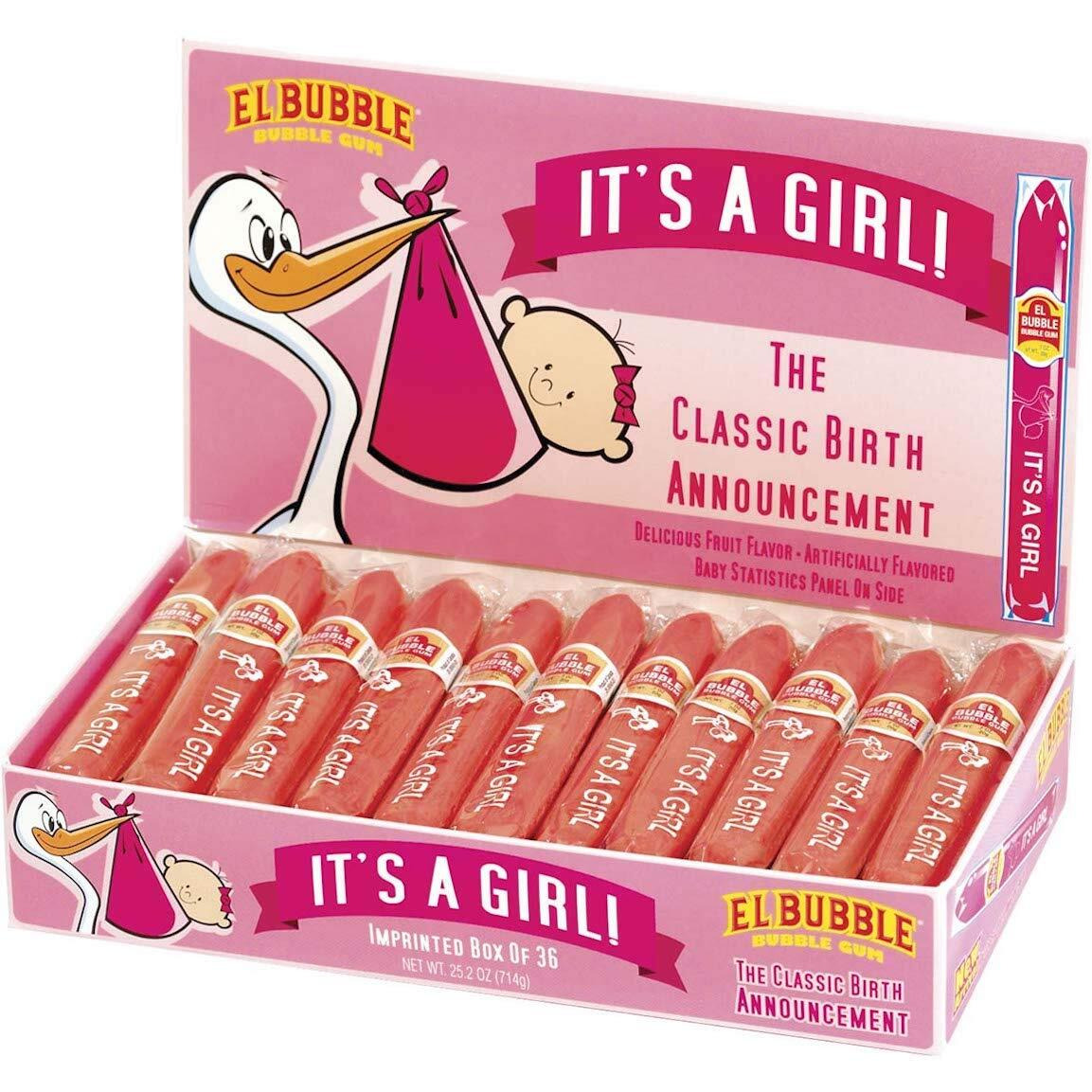 Dubble Bubble It's A Girl Bubble Gum Cigars (Pack Of 36)
