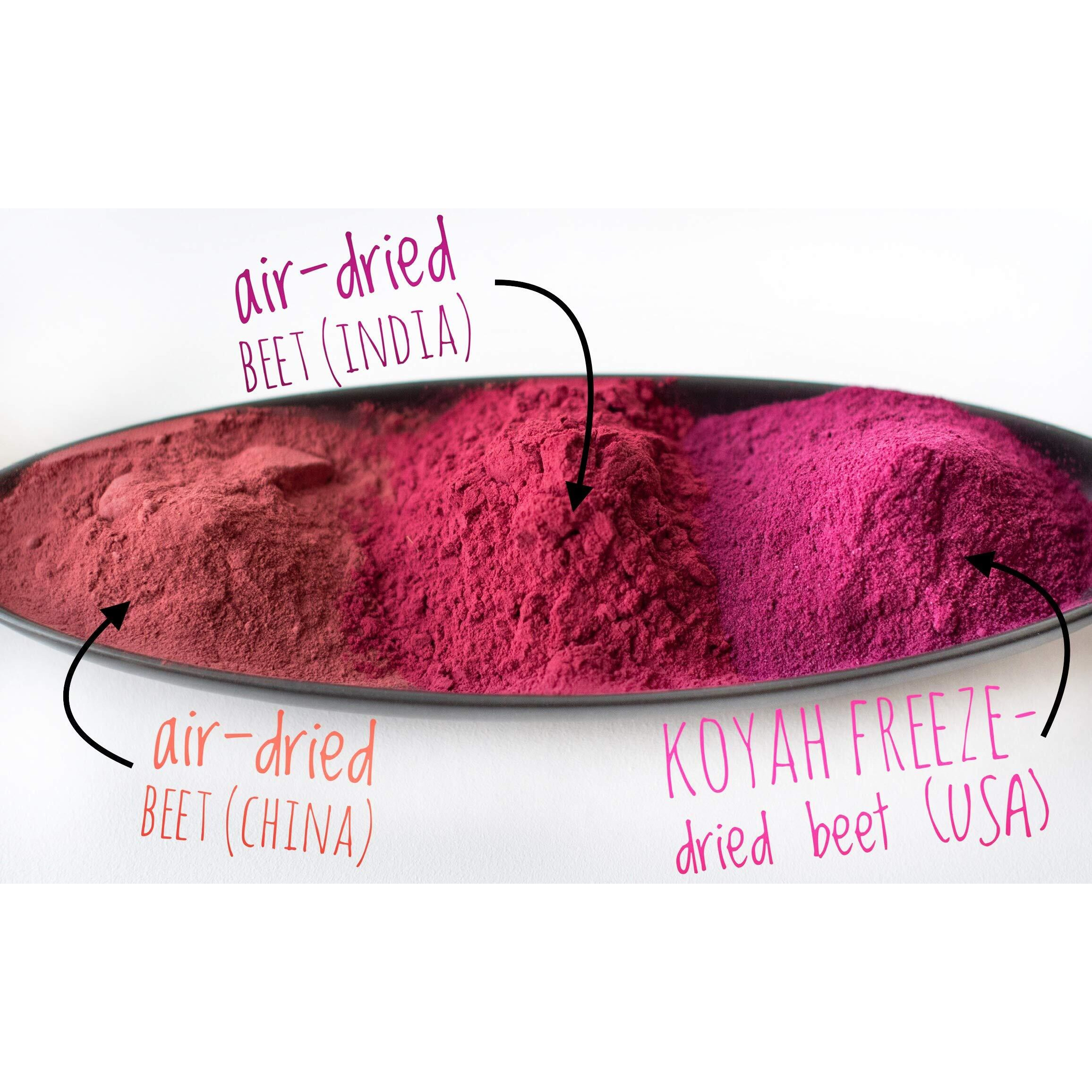 Koyah - Organic Usa Grown Beet Powder (1 Scoop  1/2 Beet) 30 Servings, Freeze-Dried Beetroot, Whole-Root Powder, Add To Water, Juice Or Smoothies.