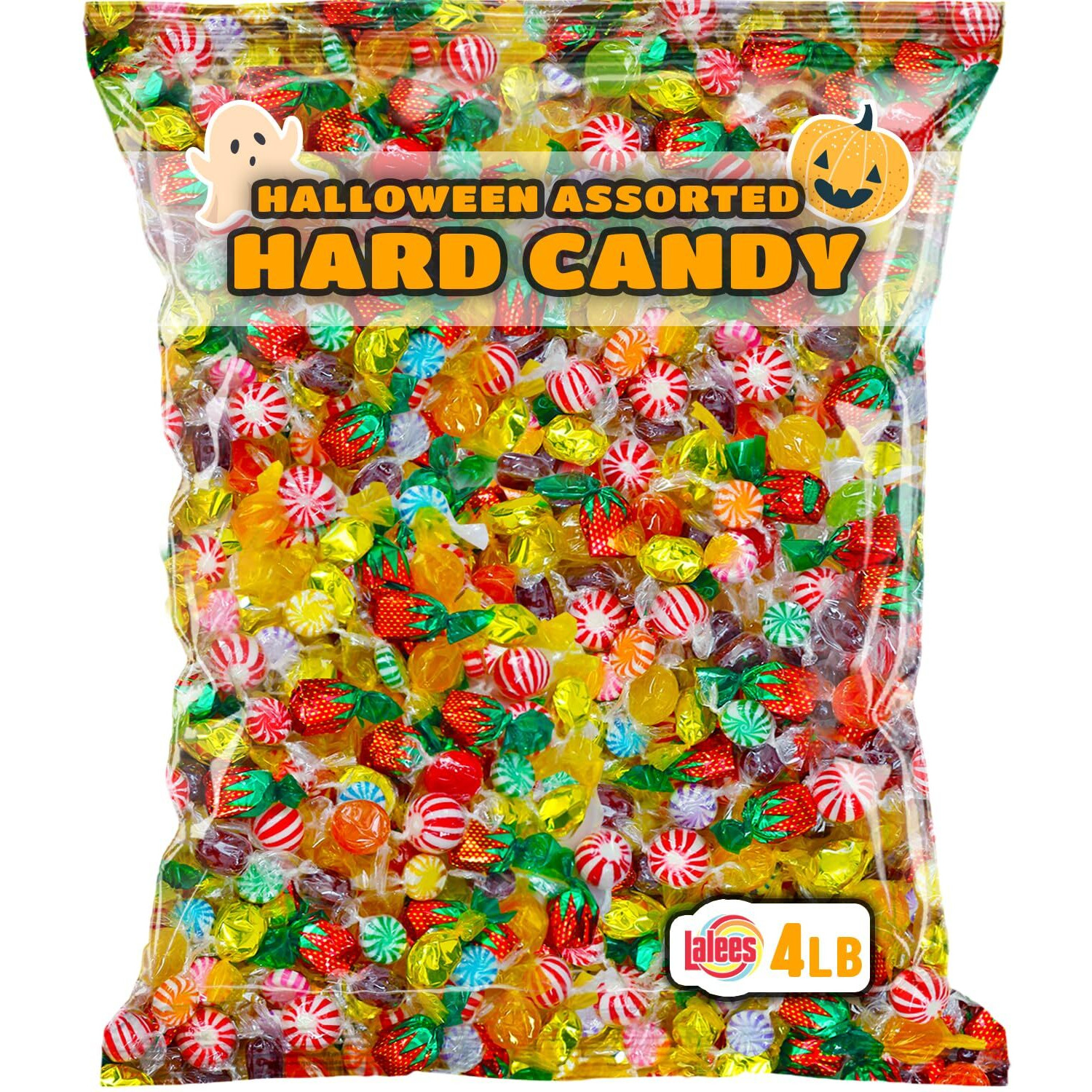 Bulk Halloween Hard Candy - 4 Pounds - Hard Candy Individually Wrapped - Office Candy - Bulk Candy Variety Pack - Classic Hard Candy Assortment