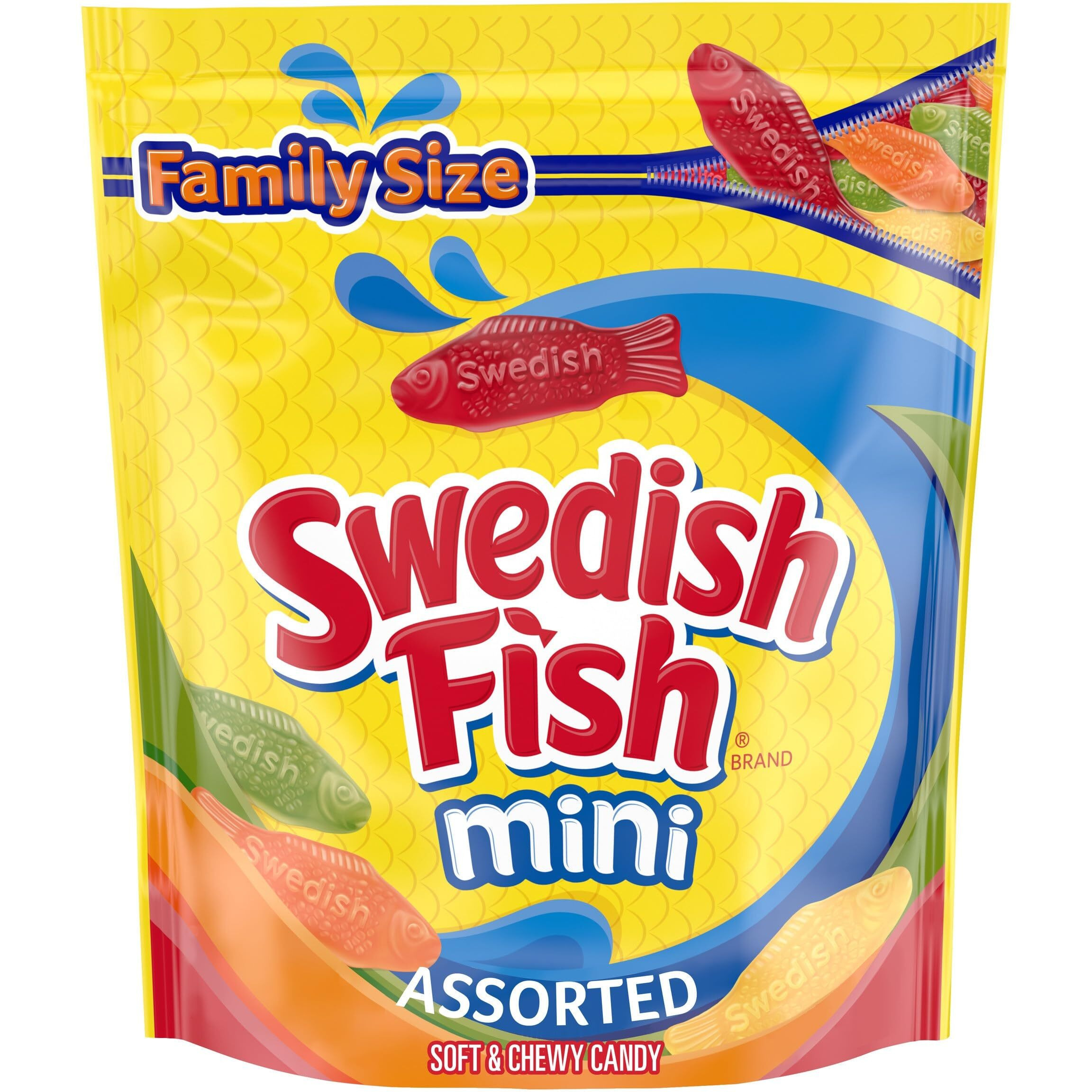 Swedish Fish Mini Assorted Soft & Chewy Candy, Family Size, Bulk Candy, 1.8 Lb