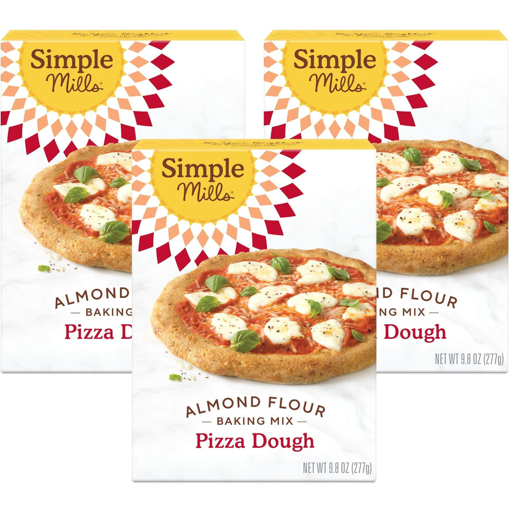 Simple Mills Almond Flour Baking Mix, Cauliflower Pizza Dough - Gluten Free, Vegan, Plant Based, 9.8 Ounce (Pack Of 3)