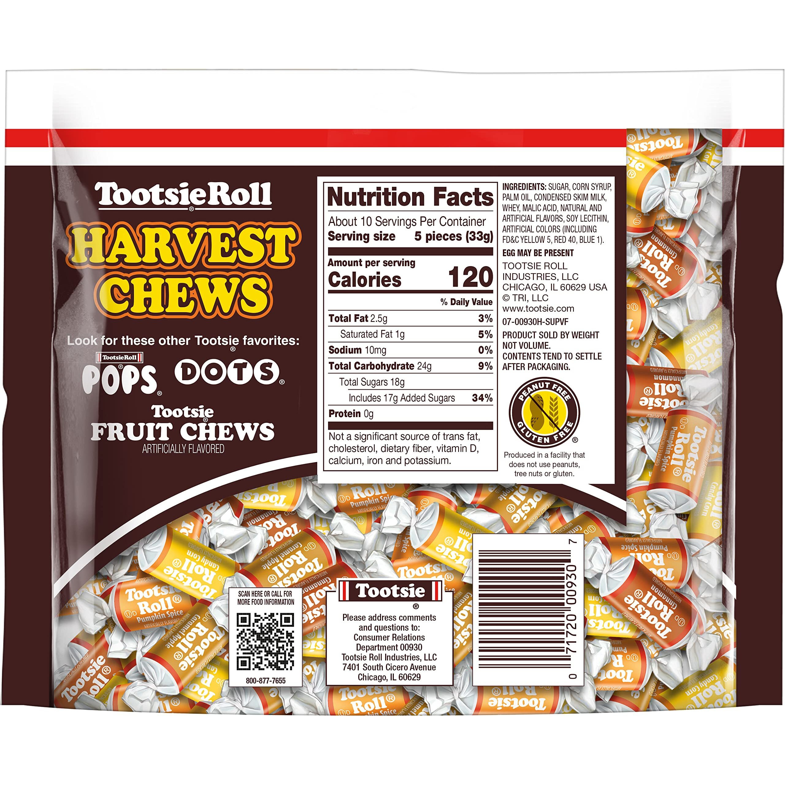 Tootsie Harvest Chews, Individually Wrapped, Gluten Free, Peanut Free, 11.5 Oz, 1-Pack