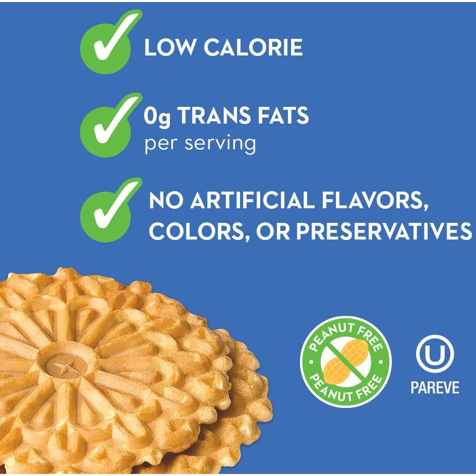 Reko Pizzelle Authentic Italian Style Waffle Cookie, Vanilla, 20 Ounce