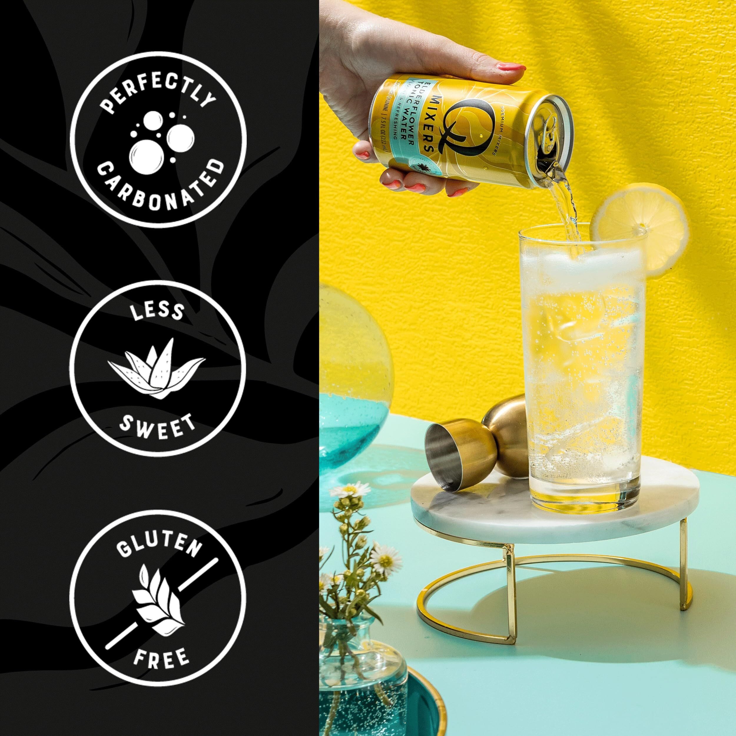 Q Mixers Elderflower Tonic Water, Premium Cocktail Mixer Made With Real Ingredients, 7.5 Fl Oz (Pack Of 24)