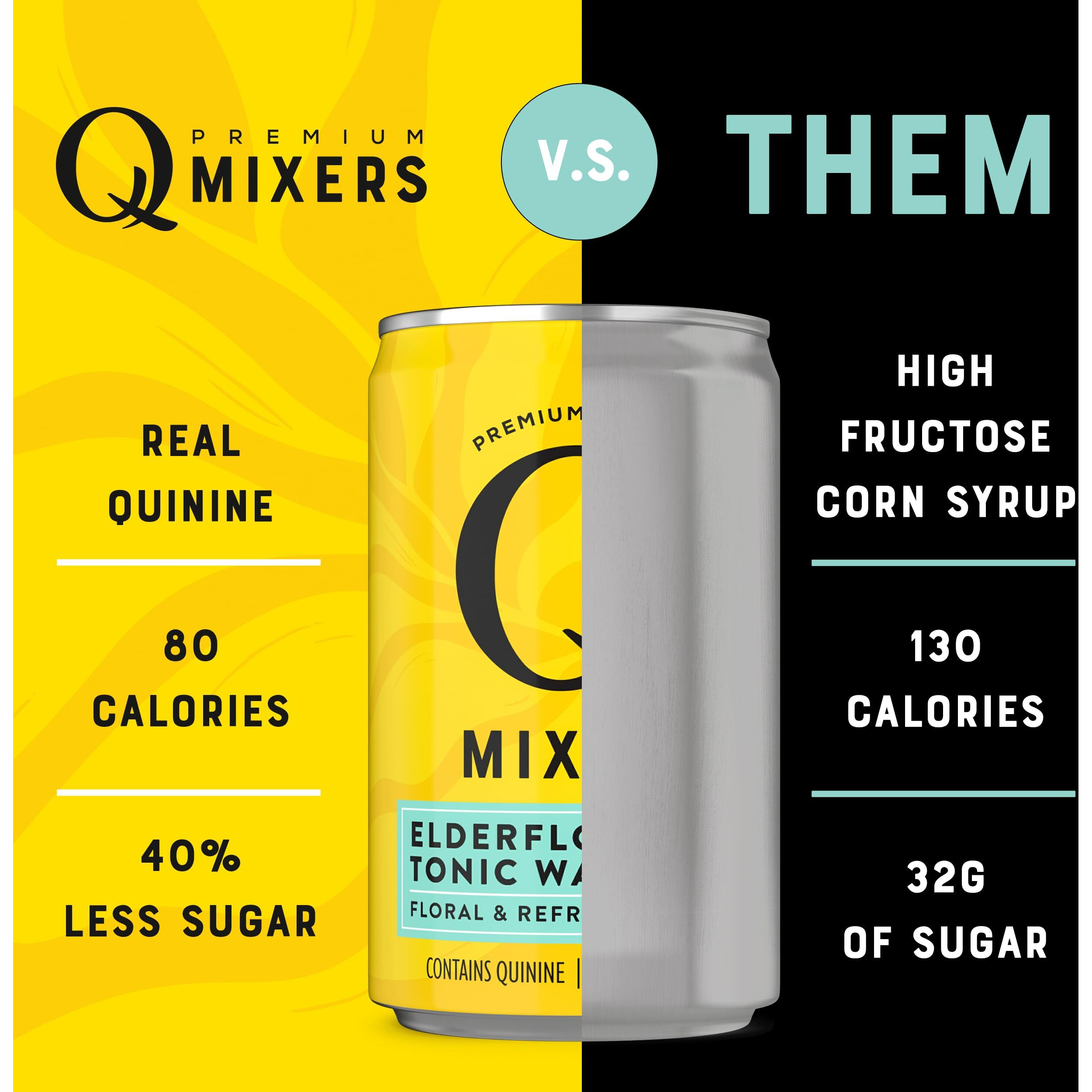 Q Mixers Elderflower Tonic Water, Premium Cocktail Mixer Made With Real Ingredients, 7.5 Fl Oz (Pack Of 24)
