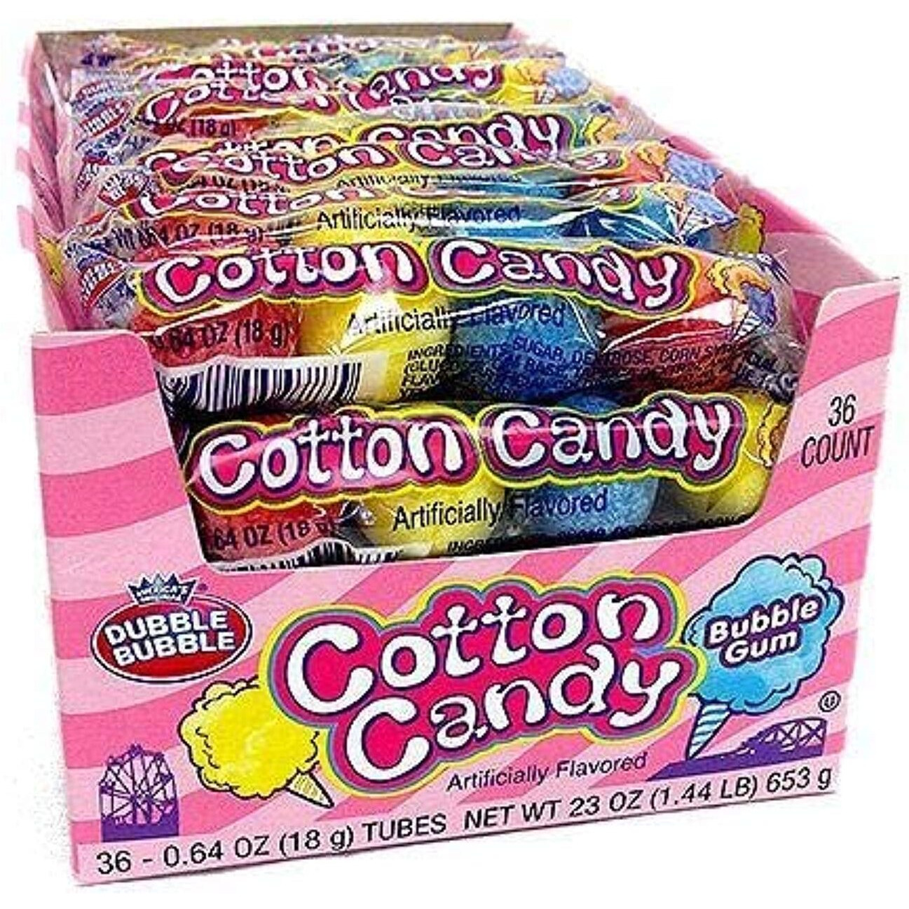 Dubble Bubble Cotton Candy Bubble Gum 4 Pieces Per Sleeve - 36 Count