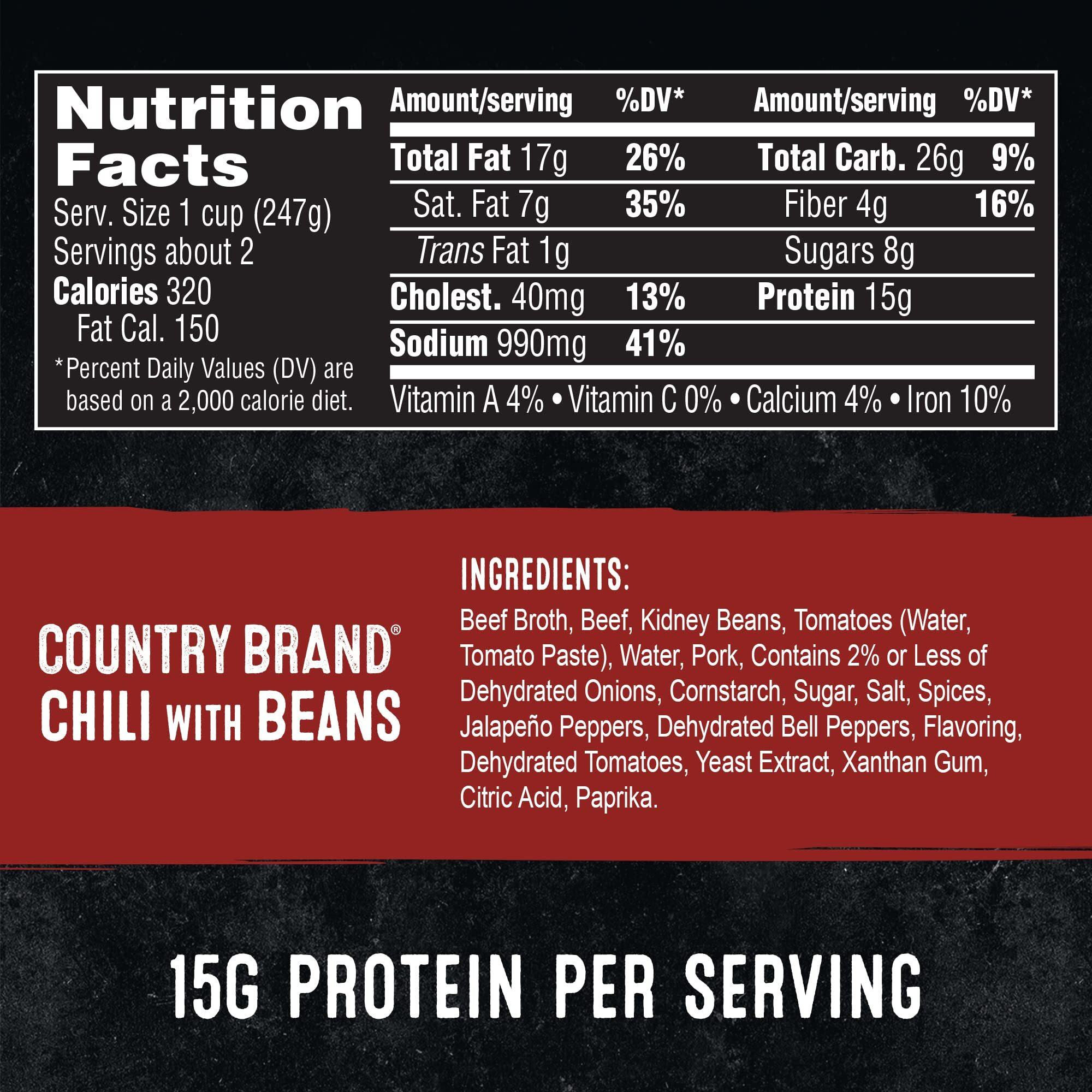 Stagg Country Brand Chili With Beans, 15 Ounce (Pack Of 12)