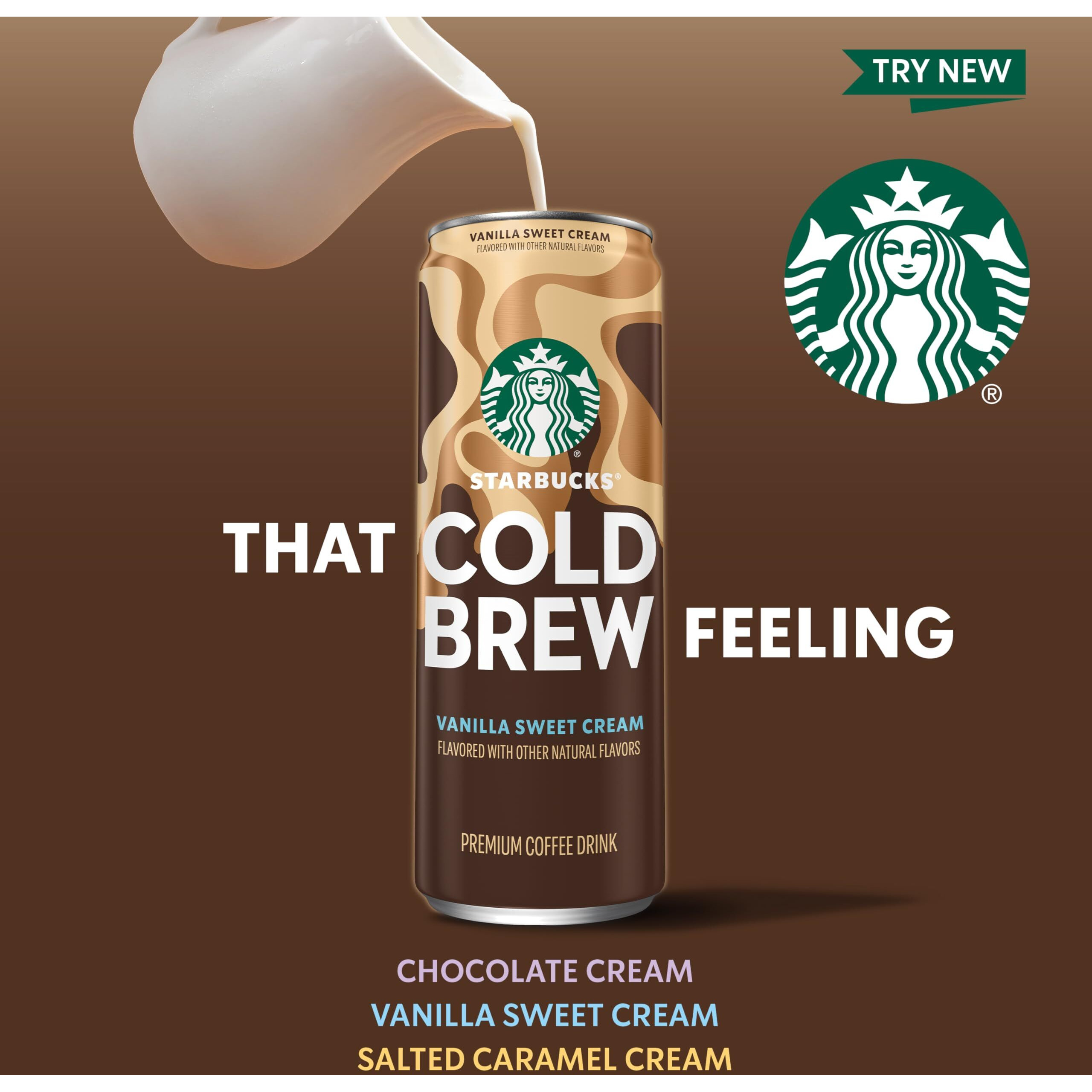 Starbucks Cold Brew Coffee, Salted Caramel Cream, 11 Fl Oz Cans (12 Pack), Premium Coffee Drink, Iced Coffee