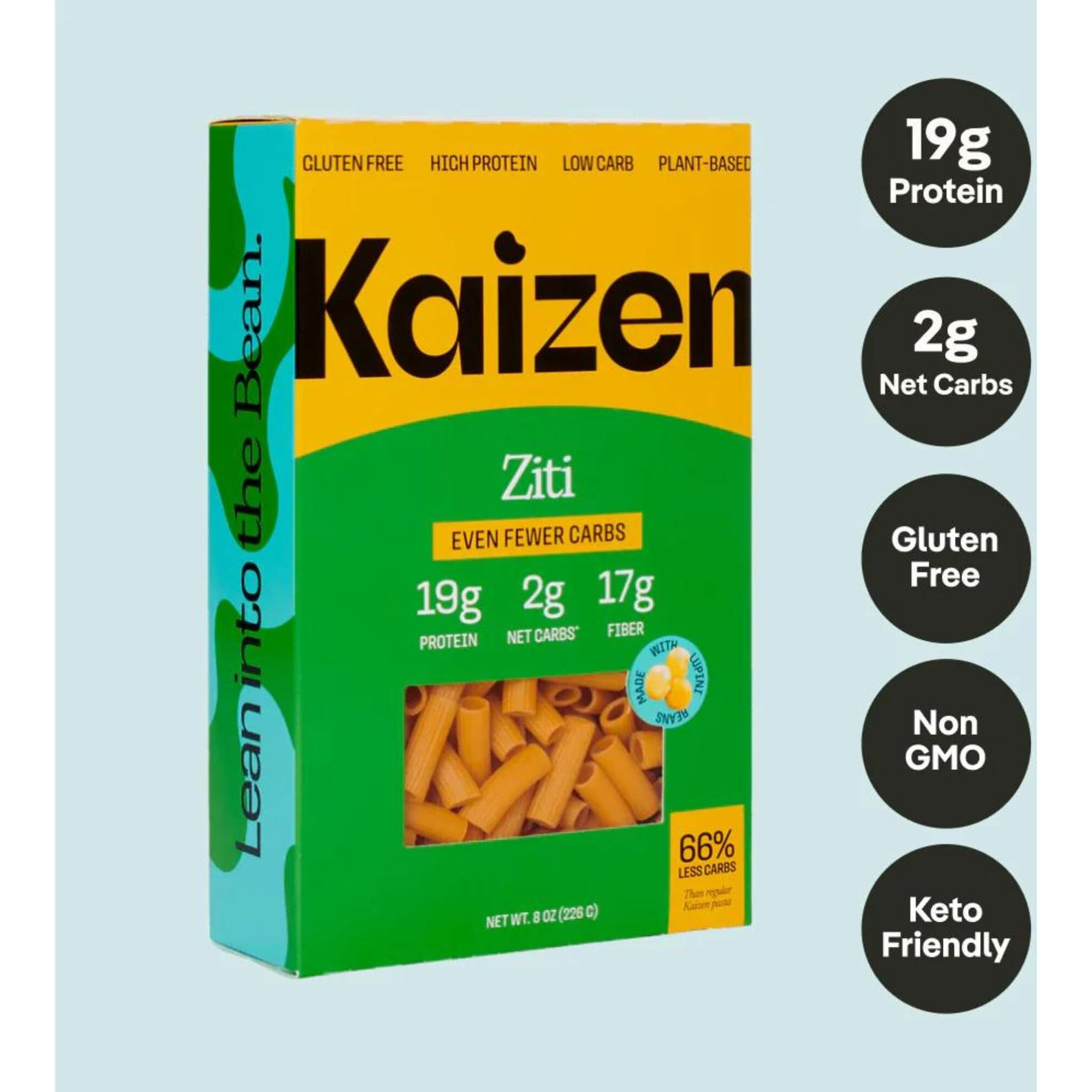 Kaizen Keto Pasta Ziti - 2 Net Carbs, 19G Protein - Gluten-Free, Keto Pasta Made With High Fiber Lupini Flour - 8 Ounces (Pack Of 3)