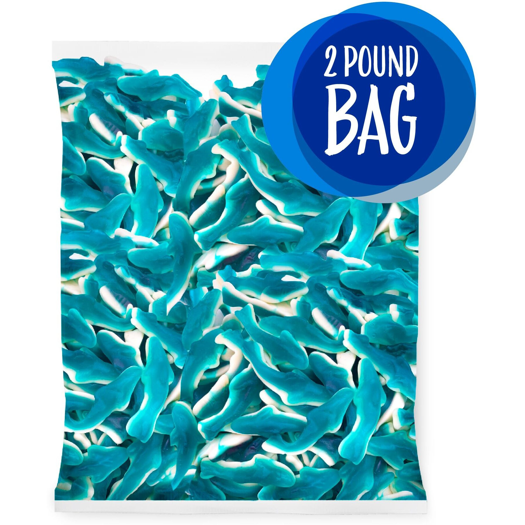 Blue Sharks Gummy Candy, Blue Raspberry Flavor, 2-Pound Bag