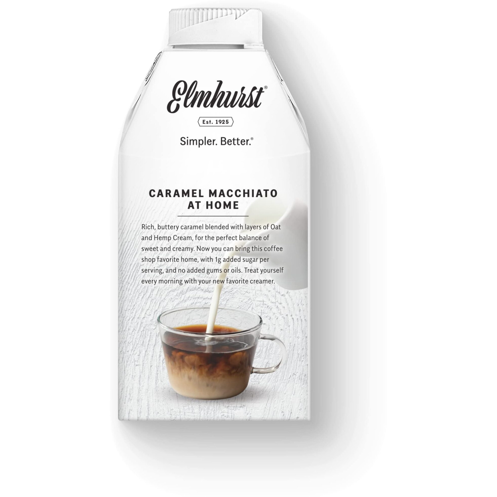 Elmhurst 1925 Caramel Macchiato Oat Creamer, Plant-Based, Vegan, 16 Ounce (Pack Of 6)