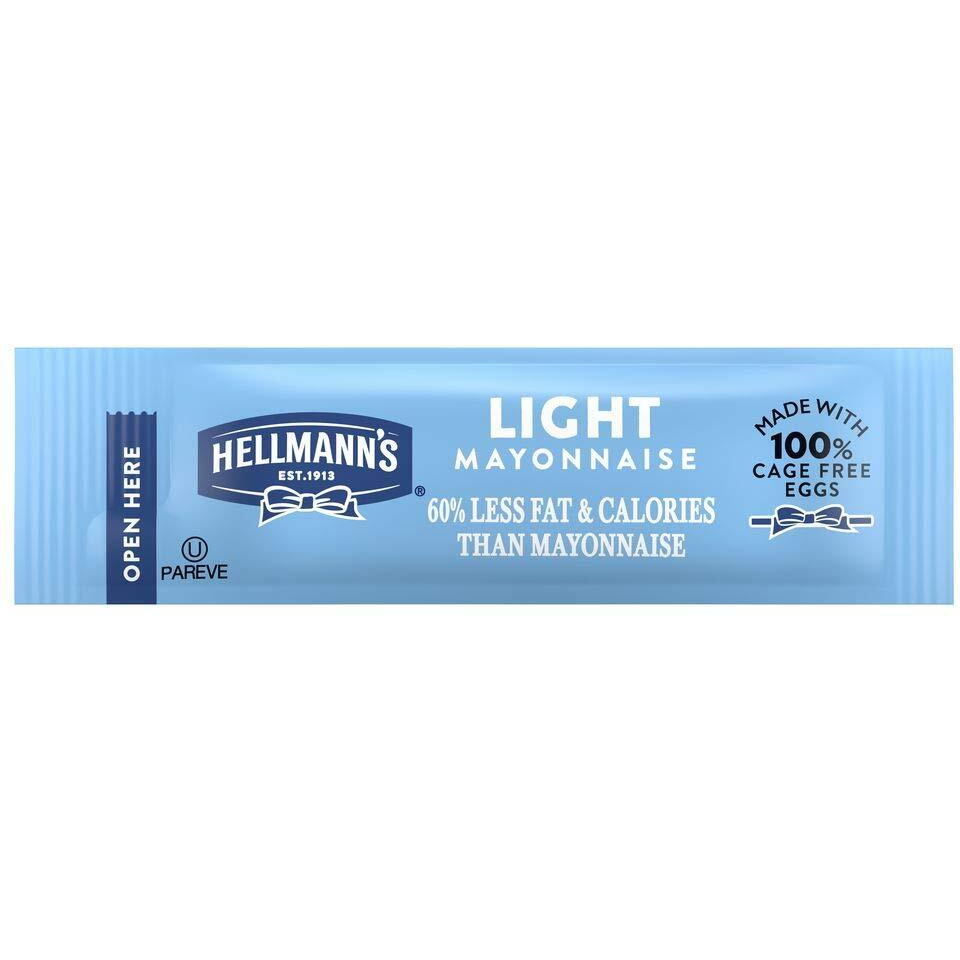 Hellmann's Light Mayonnaise Stick Packets Easy Open, Condiment For Sandwiches, Salads, Mayo Made With 100% Cage Free Eggs, Gluten Free, 0.38 Oz, Pack Of 210