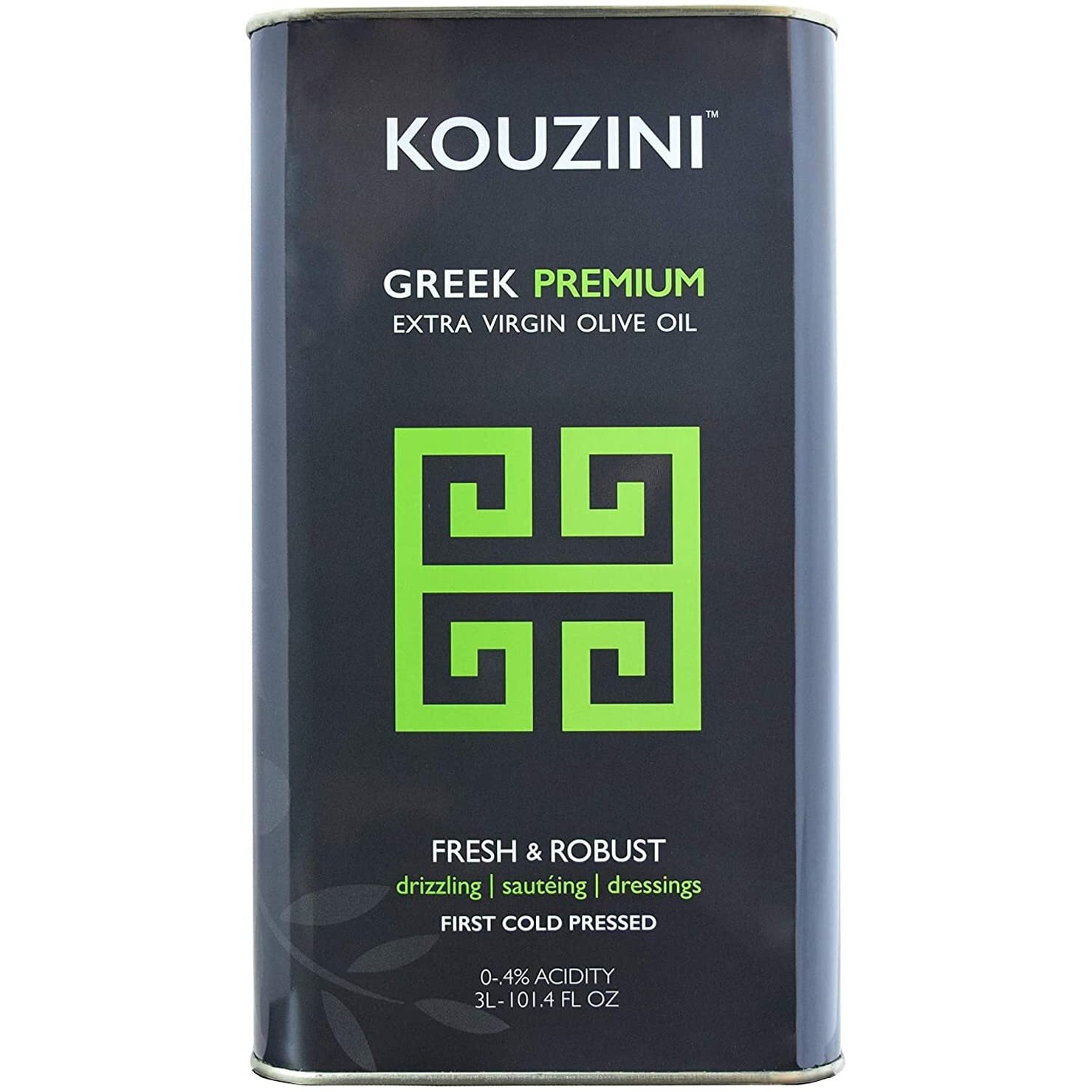 Kouzini Greek Premium Extra Virgin Olive Oil, 3 Liter Tin, Cold Pressed, Single Origin, Rich Flavor & Aroma