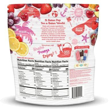 Jonnypops Organic Freezer Pops Variety Pack - Grape, Cherry, Fruit Punch - Top 8 Allergen Free, Vegan & Kosher (24 Count - 1 Pack)