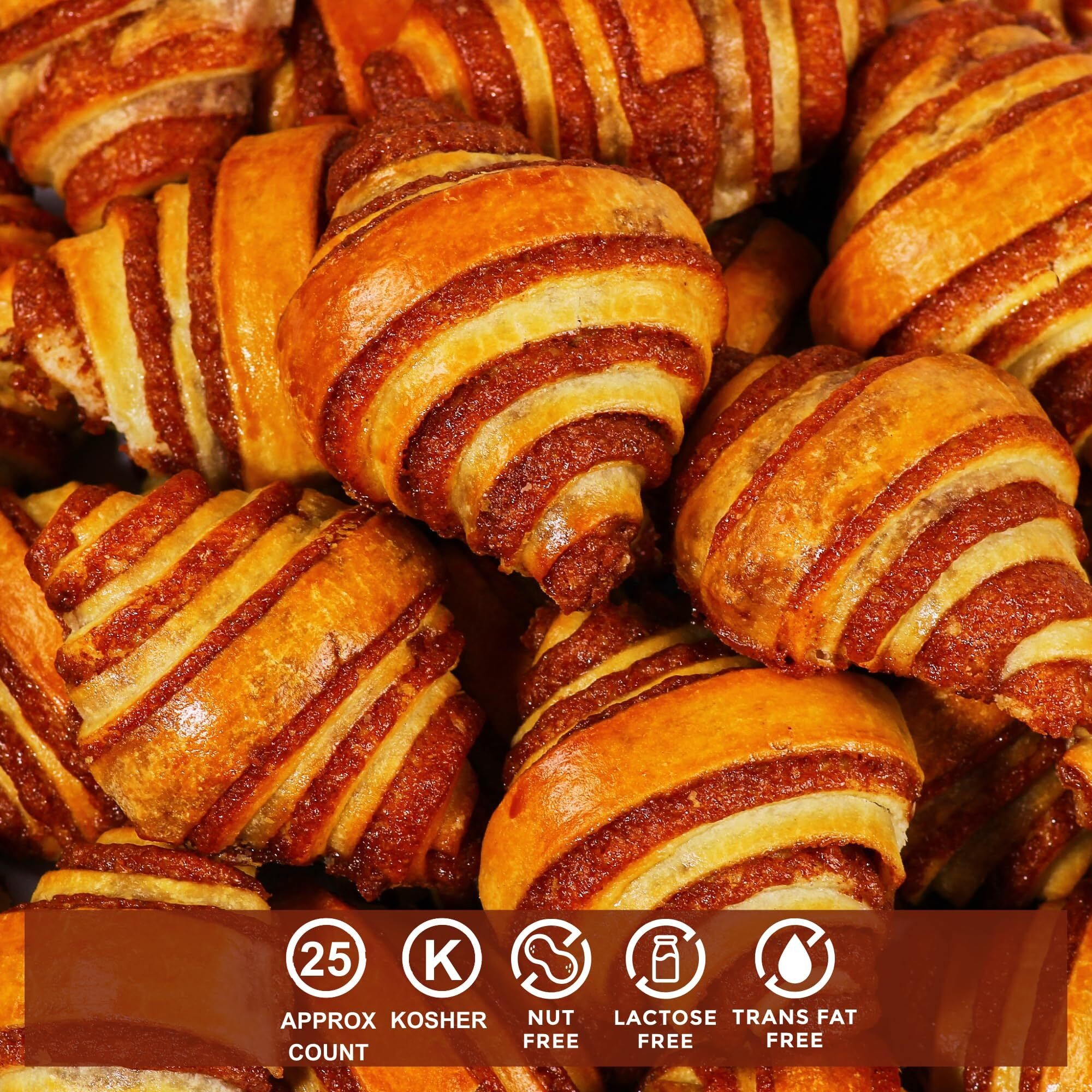 Cinnamon Rolls | Cinnamon Buns | Breakfast Pastry | Approx 20 Rugelach Pastries Cinnamon Croissants | Preservative Free & No Coloring Added | Dairy & Nut Free | 19 Oz Sterns Bakery