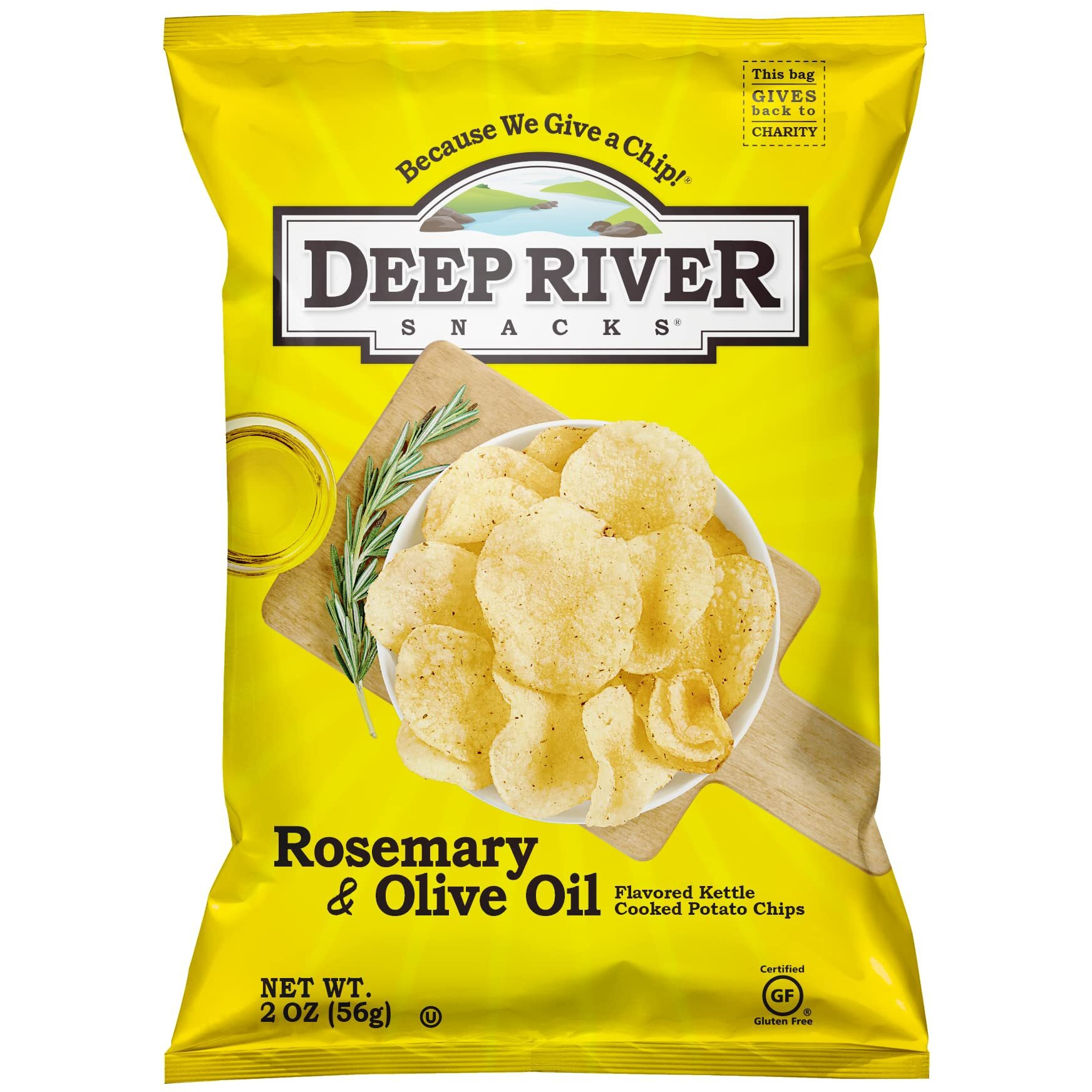 Deep River Snacks Kettle Chips, Rosemary & Olive Oil, 2-Ounce Bags (Pack Of 24)