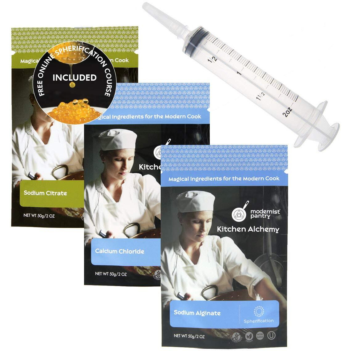 Spherification Kit [Molecular Gastronomy]  Non-Gmo Vegan Ou Kosher Certified Ingredients