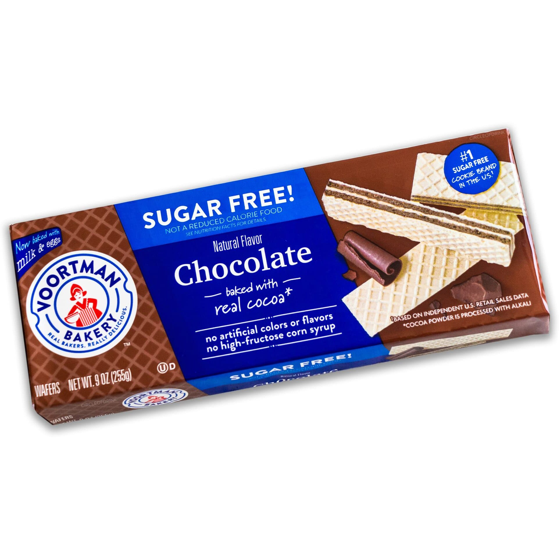 Voortman Sugar Free Wafers - Variety Pack - Strawberry (1, 9Oz Pack) - Vanilla (1, 9Oz Pack) - Chocolate (1, 9Oz Pack) - Baked With Real Ingredients