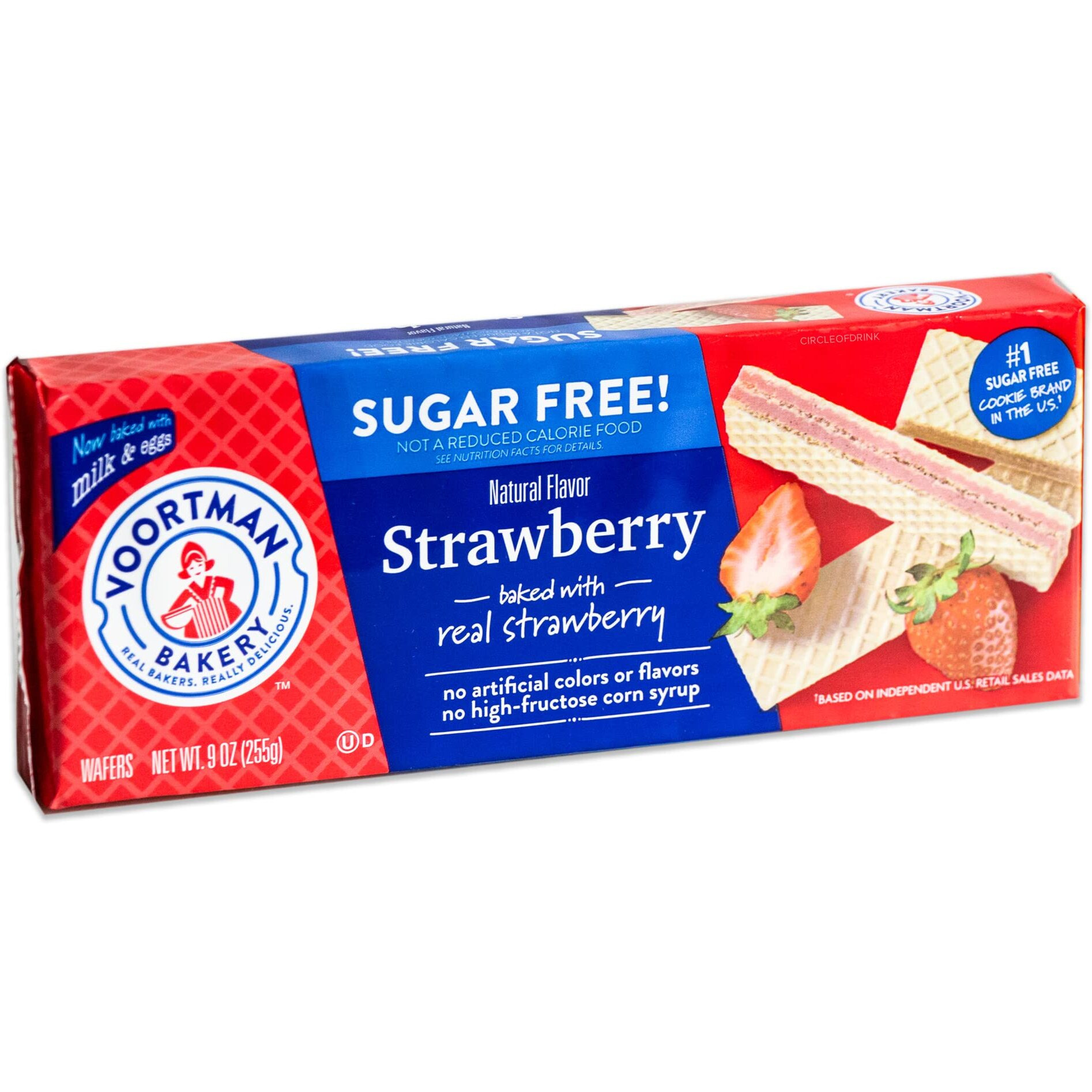 Voortman Sugar Free Wafers - Variety Pack - Strawberry (1, 9Oz Pack) - Vanilla (1, 9Oz Pack) - Chocolate (1, 9Oz Pack) - Baked With Real Ingredients