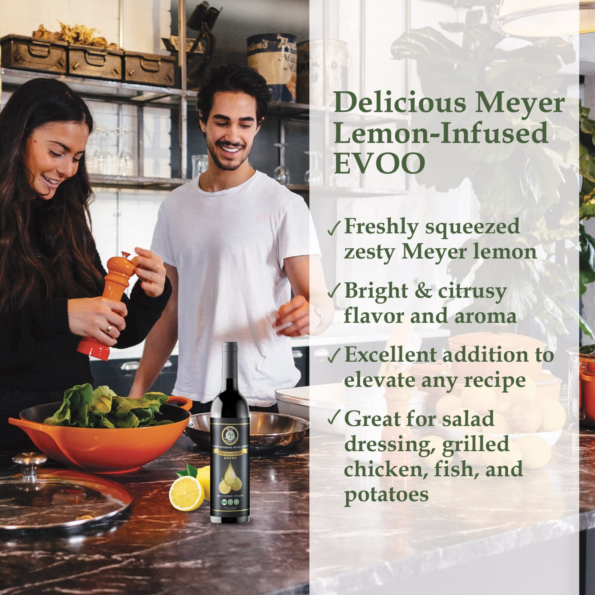 M.G. Pappas High Polyphenol Rich Meyer Lemon Olive Oil - Extra Virgin Olive Oil Polyphenol Lab Report 650Mg/Kg - Cold Pressed & Unfiltered - High Hydroxytyrosol Greek Olive Oil - Award Winning 12.7 Oz