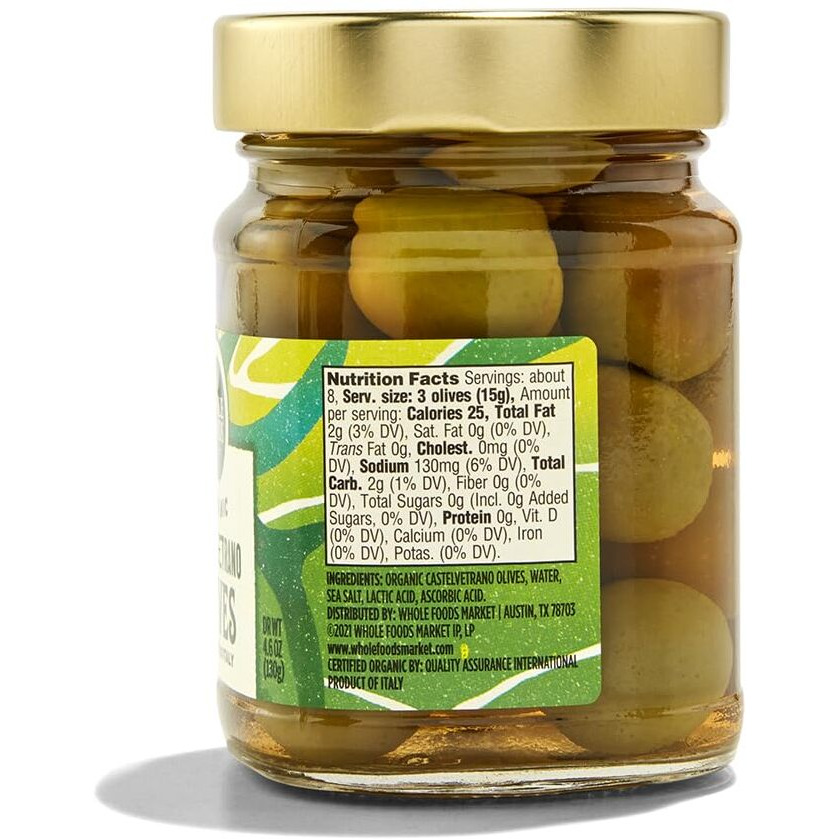 Whole Foods Market, Organic Castelvetrano Olives, 4.6 Oz