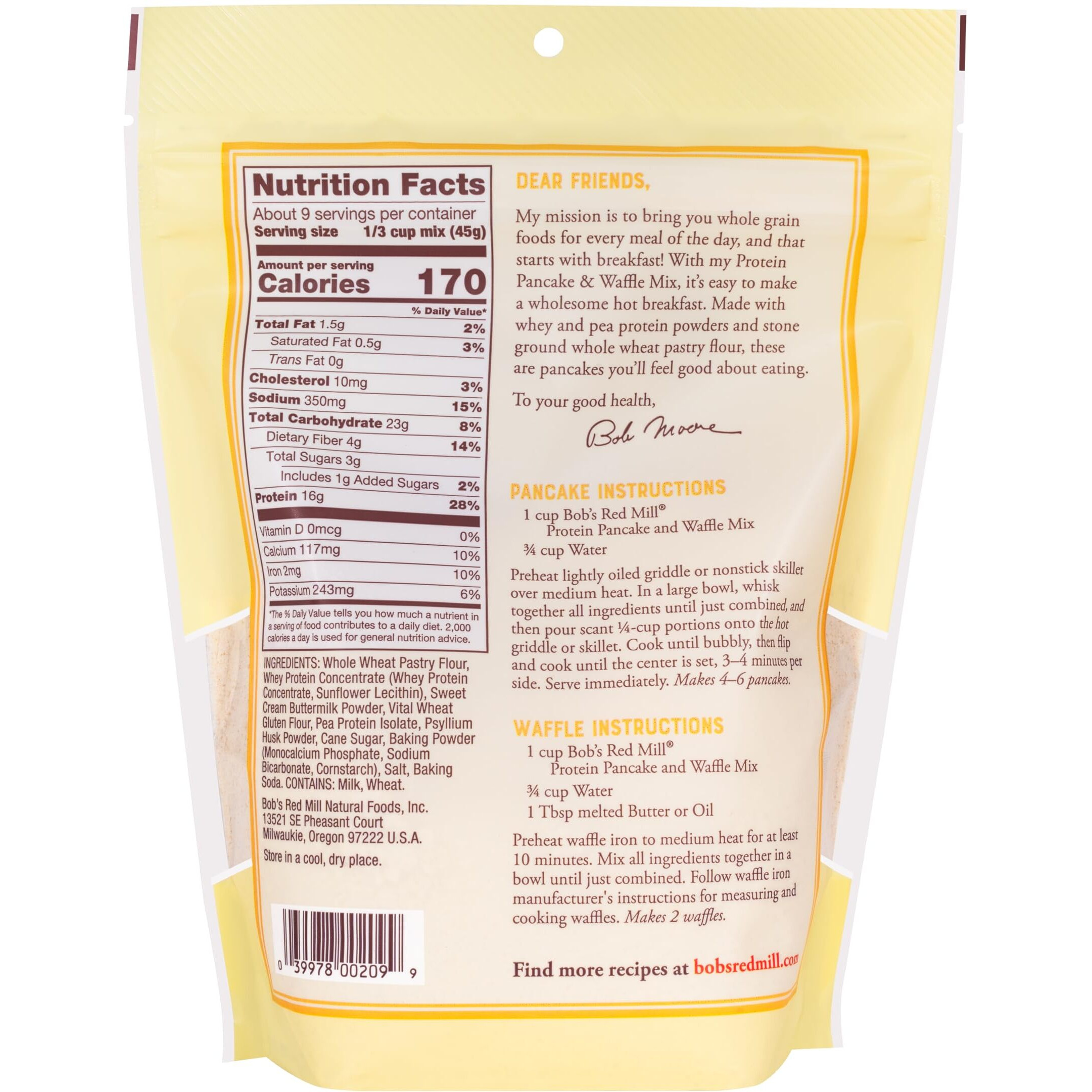 Bob's Red Mill High Protein Pancake Mix - 14 Oz Bag (Pack Of 4), Flapjack And Waffle Baking Mix, 16G/Serving, Non-Gmo