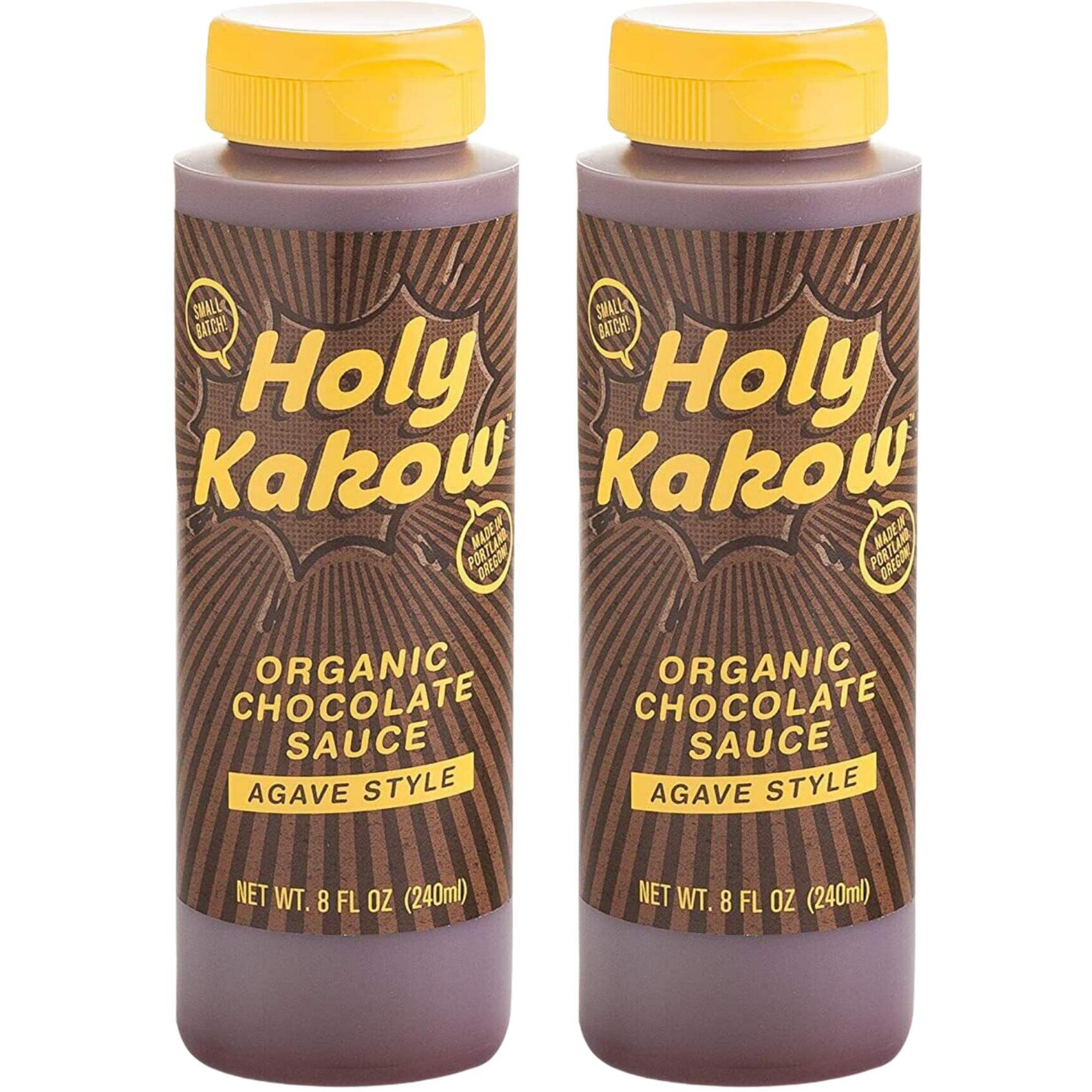 Holy Kakow Organic Chocolate Sauce - Chocolate Syrup, Organic, Sugar Free, Sweetened With Agave, Real Food Ingredients, Specific Flavor - 8Oz 2-Pack