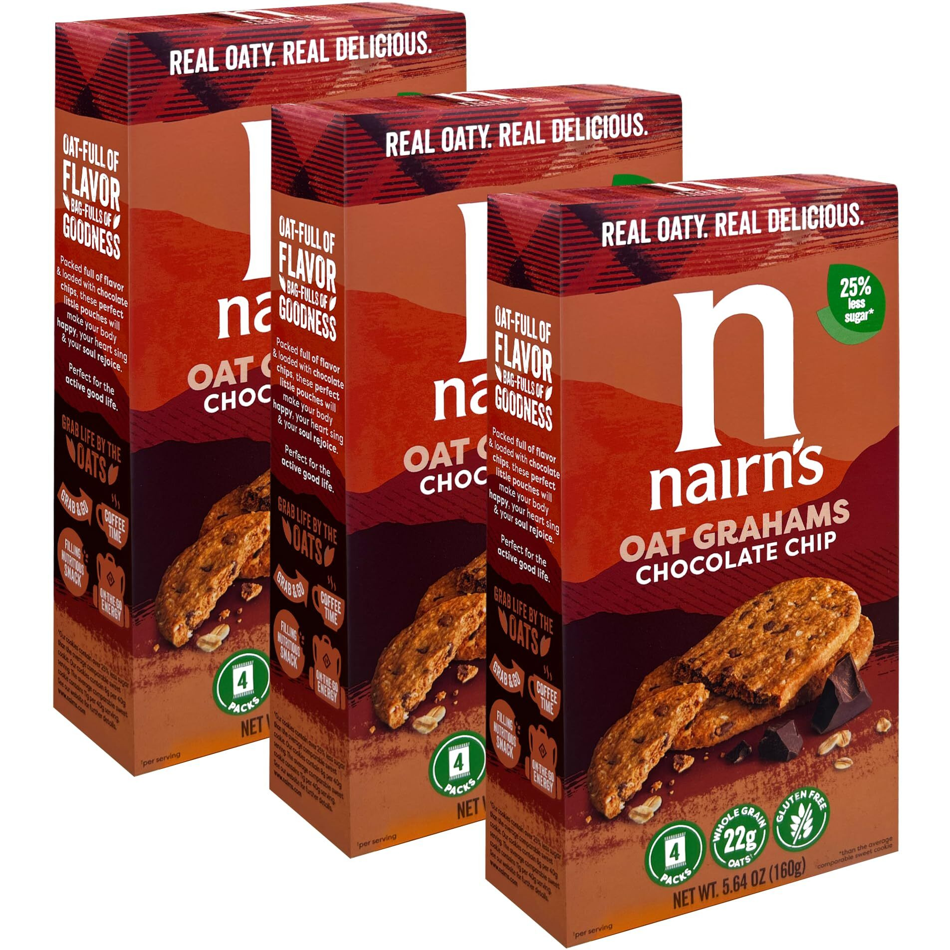 Nairn's Gluten Free Chocolate Chip Oat Grahams, 3 Packs/5.64 Oz