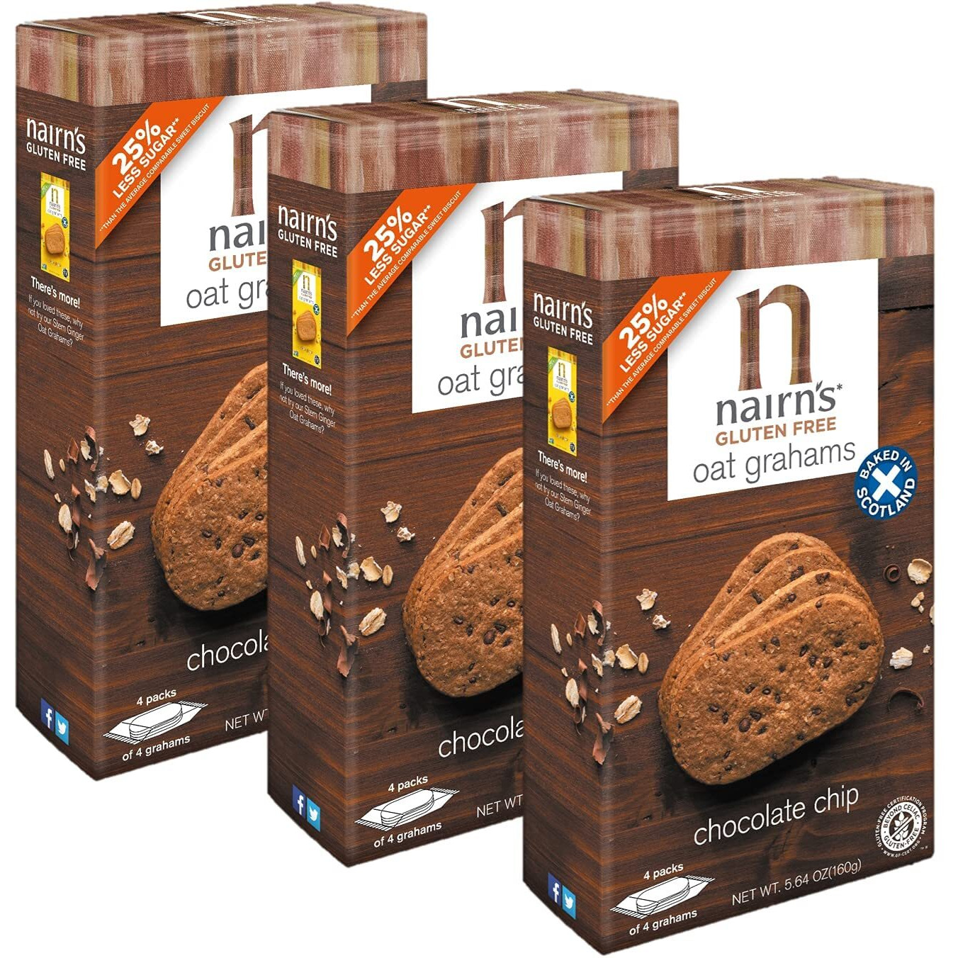 Nairn's Gluten Free Chocolate Chip Oat Grahams, 3 Packs/5.64 Oz