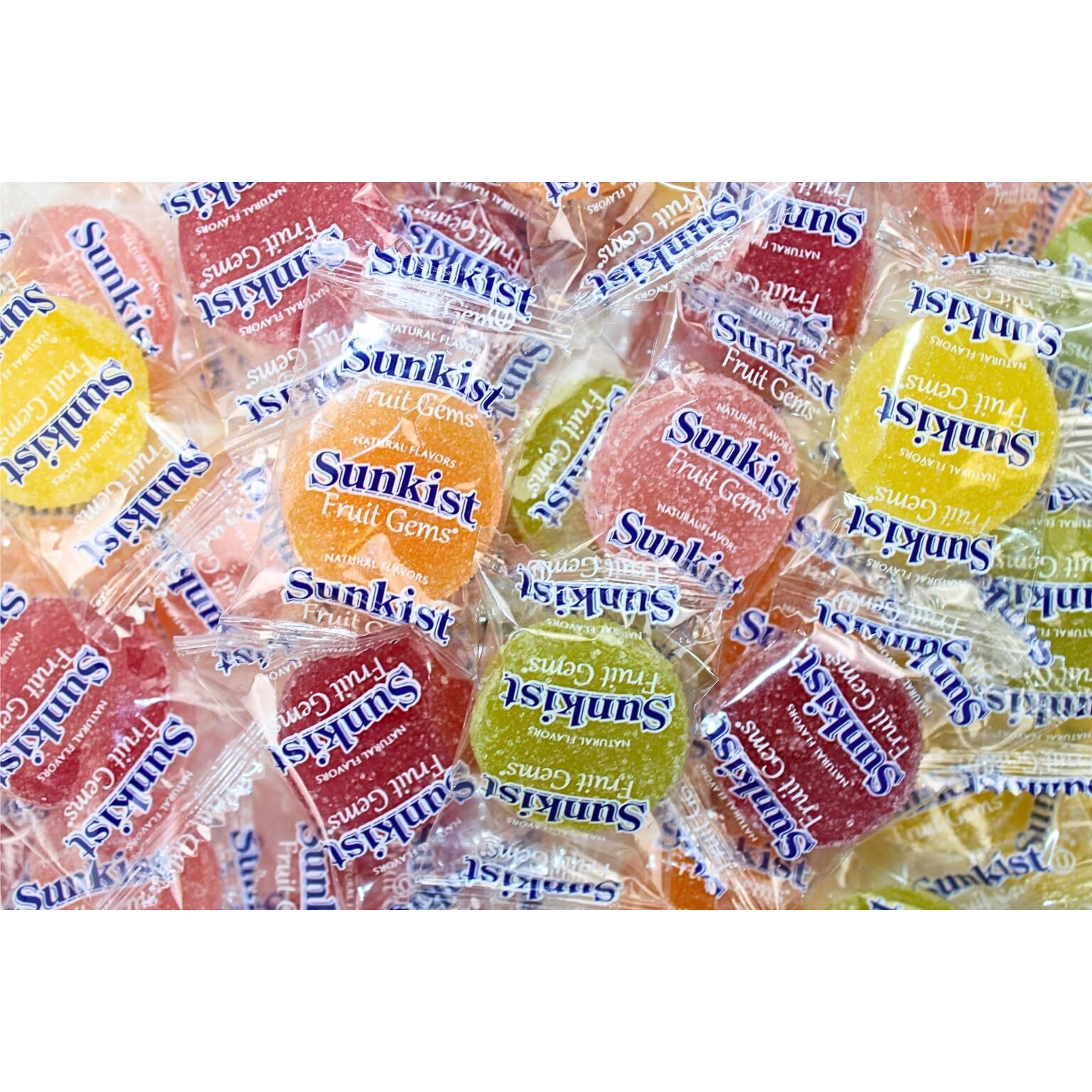 Grandys Candys Sunkist Fruit Gems, Individually Wrapped, Soft Sugar Dusted -Bulk Candy- All Natural- Nostalgic Flavors- Perfect For Sharing, Candy Bowls, Celebrations, And More (1 Pound)