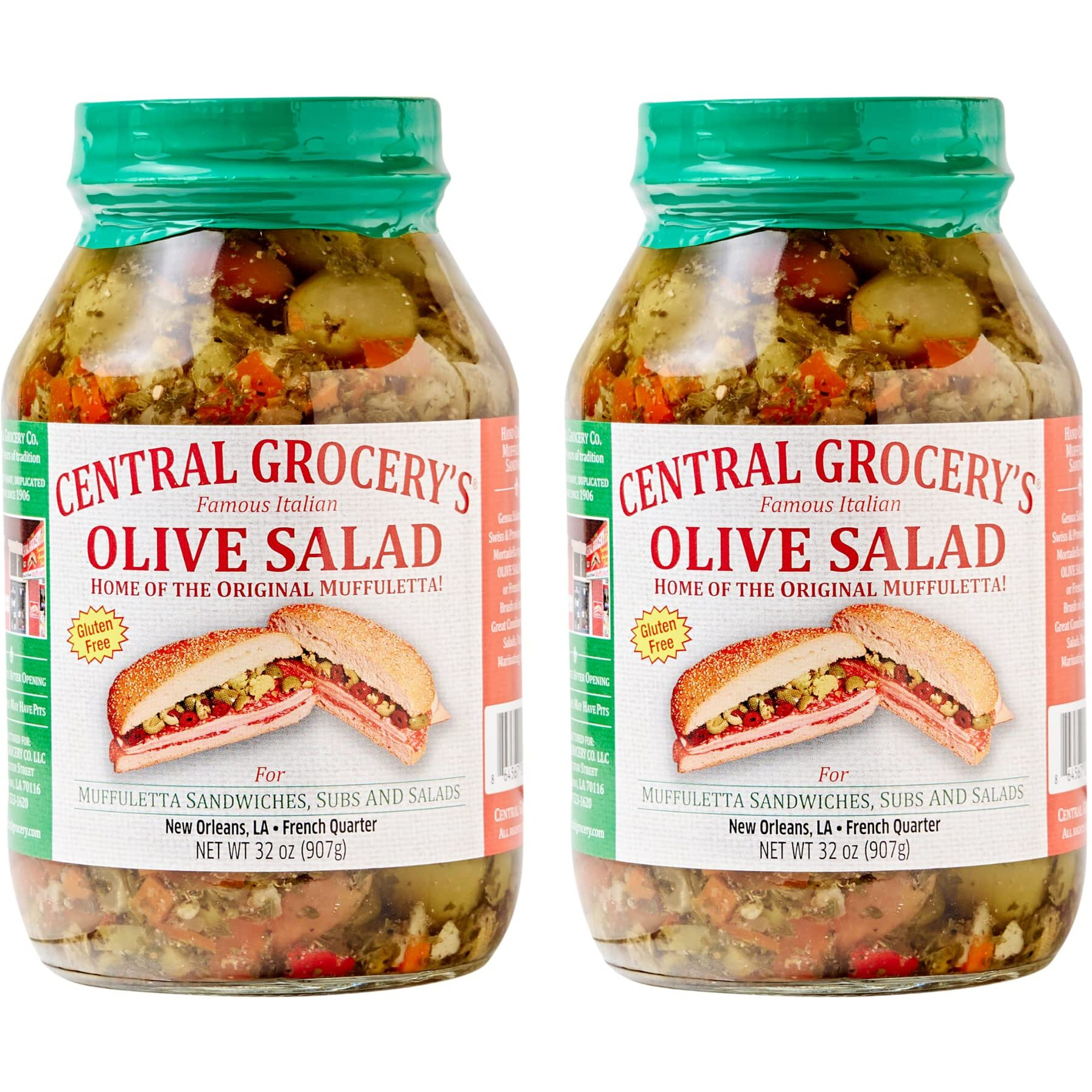 Central Grocery Olive Salad - 32 Oz (Pack Of 2) Perfect For Muffulettas, Sandwiches, Pizza Toppings, Pastas, Hot Dog Topper, Salads And More