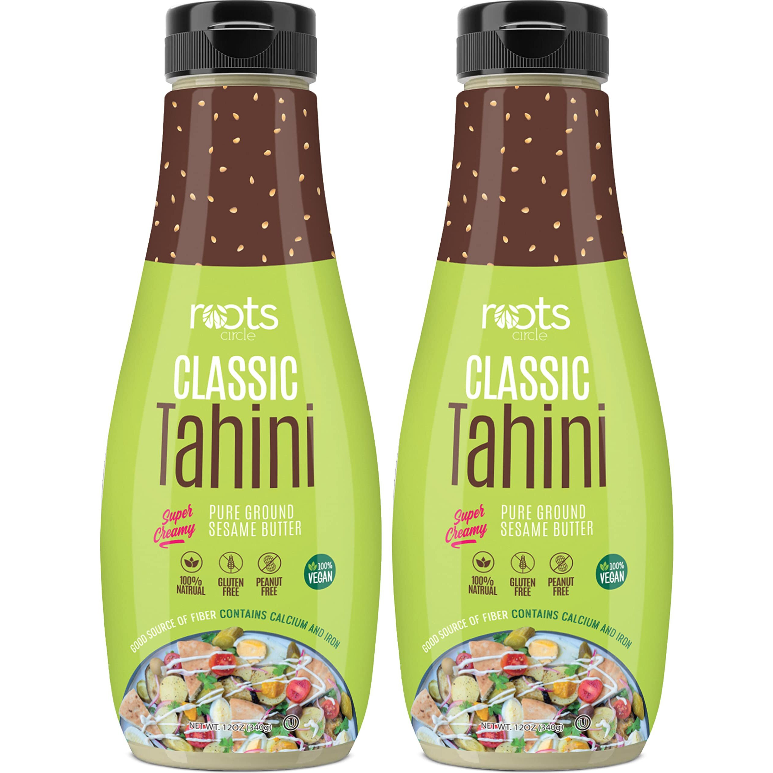 Roots Squeezable Classic Creamy Sesame Tahini | 2 Pack 12Oz Plant-Based Ready Tahini Paste For Salad Dressing And Hummus | Certified Kosher, Peanut And Gluten-Free, Vegan, Non-Gmo, And Keto Friendly