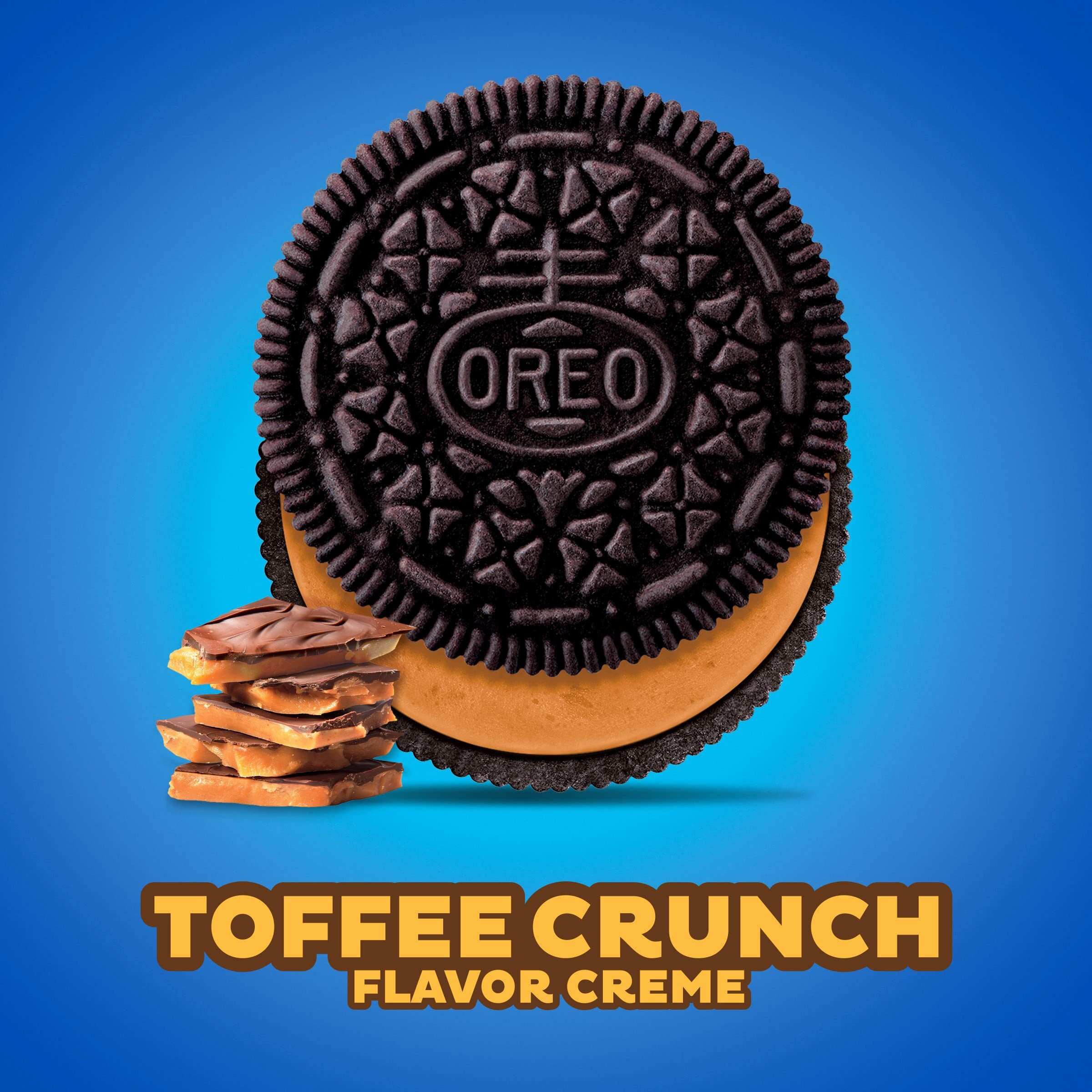 Oreo Toffee Crunch Creme With Sugar Crystals Chocolate Sandwich Cookies, Family Size, 17 Oz