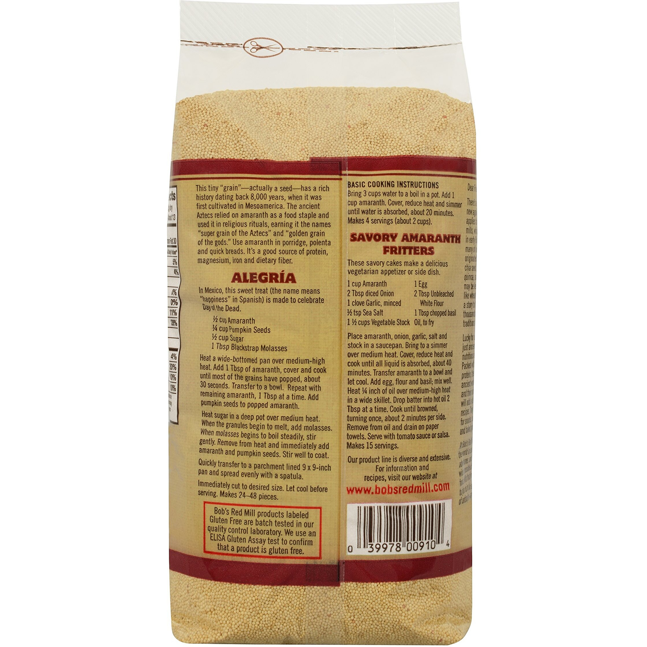 Bob's Red Mill Organic Whole Grain Amaranth, 24 Oz (4 Pack)