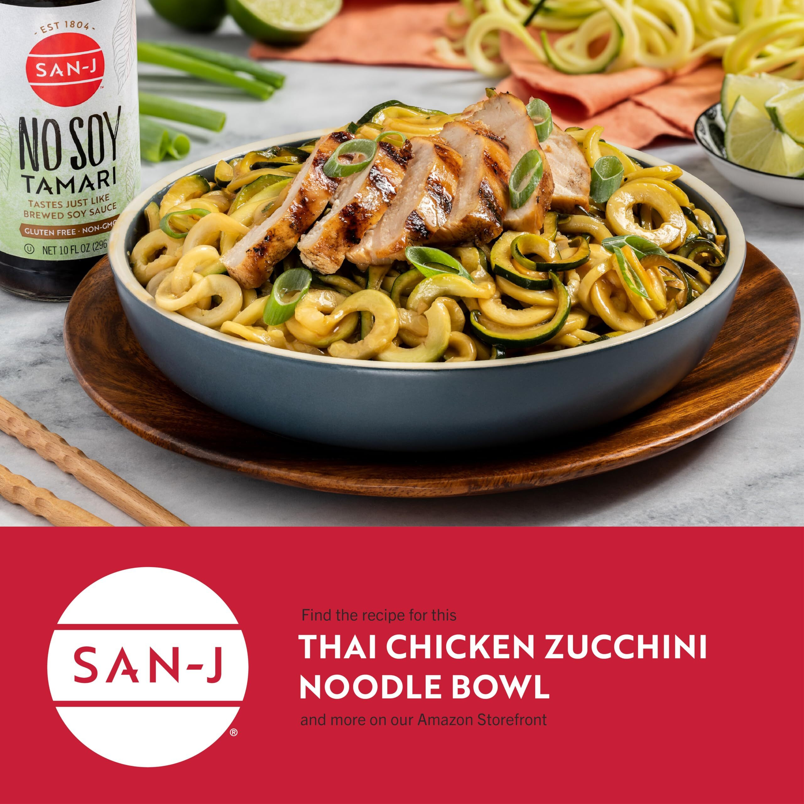 San-J - No Soy Tamari - Specially Brewed Soy Sauce Alternative - 10 Oz. Bottles - 2 Pack