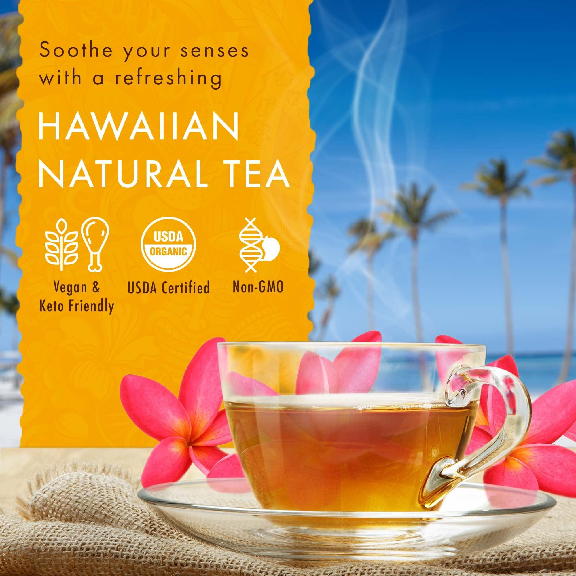 Hawaiian Natural Tea Organic Tropical Fruit Tea Sampler - Green Tea Blends With Black Tea & White Tea - Gift Box Set For Tea Lovers - 24 Tea Bags
