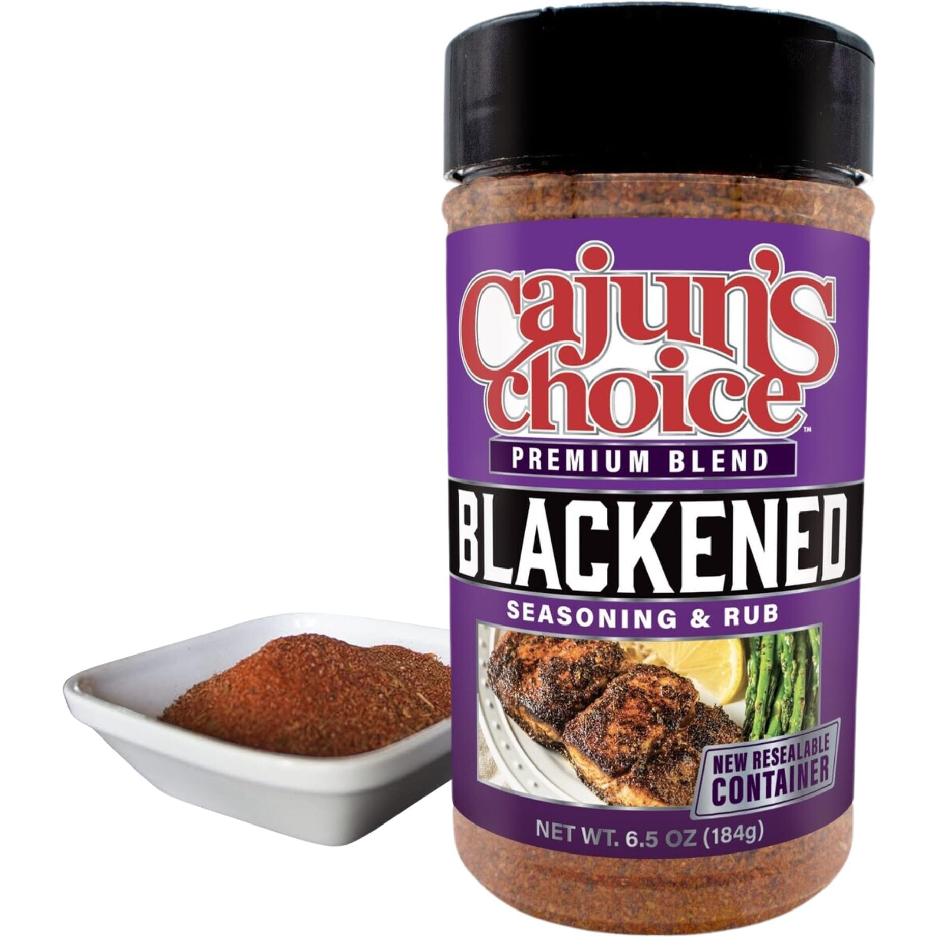 Blackened Seasoning 6.5 Oz (Pack Of 1) - Ideal For Grilling Or Cooking Fish, Chicken, Pork, Steak, Vegetables, Burgers, Salmon, Soups & More - Adds Authentic Louisiana Flavor (New Look - Same Great Taste) - By Cajun's Choice