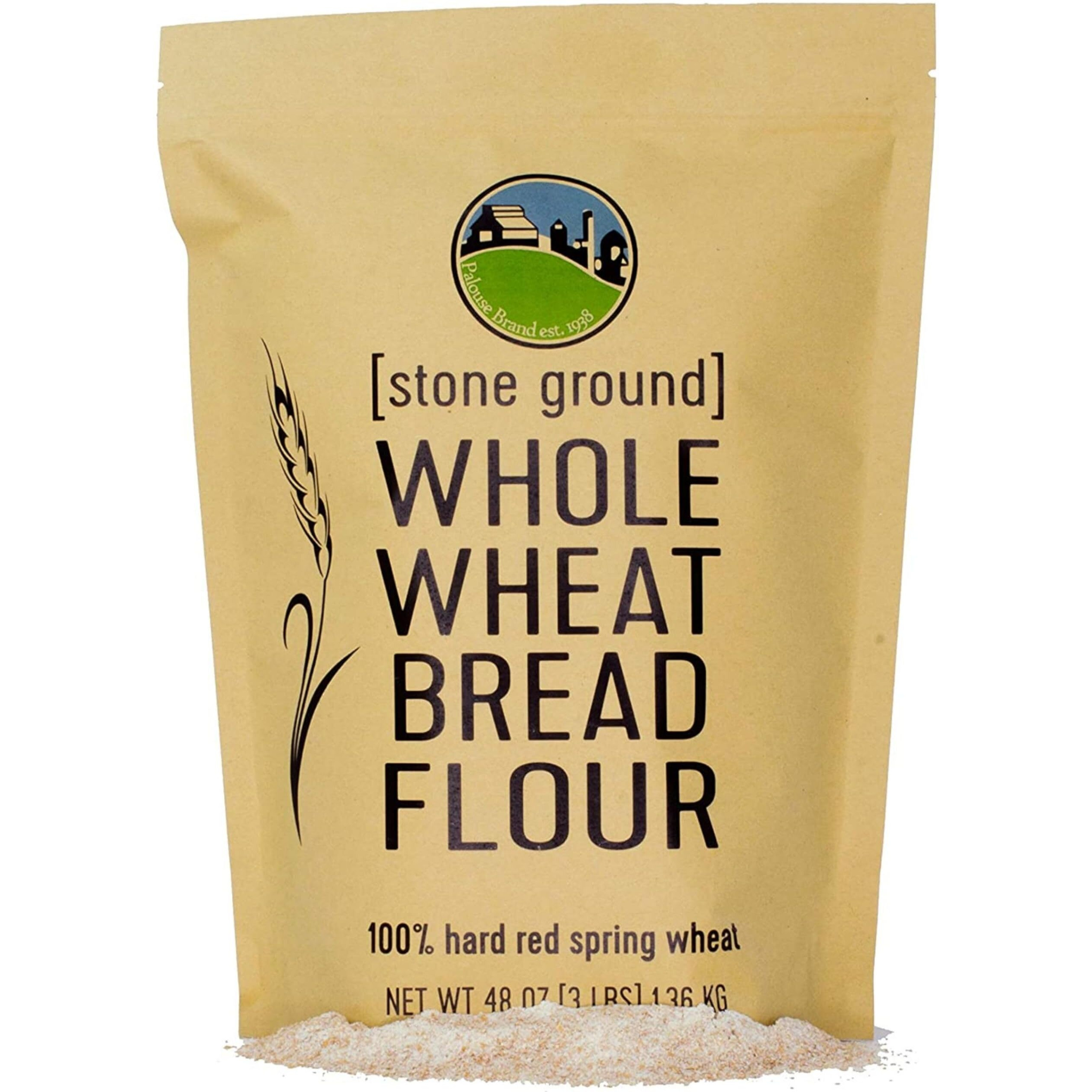 Hard Red Spring Whole Wheat Flour | 3 Lbs | Bread Flour | Non-Gmo | 100% Non-Irradiated | Kosher | Usa Grown | Field Traced | Resealable Kraft Bag