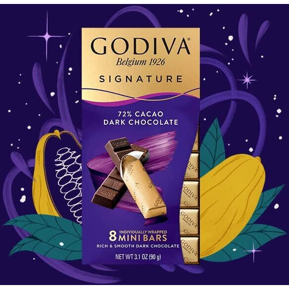 Godiva Signature 72% Cacao Dark Chocolate Mini Bars - 3.1Oz