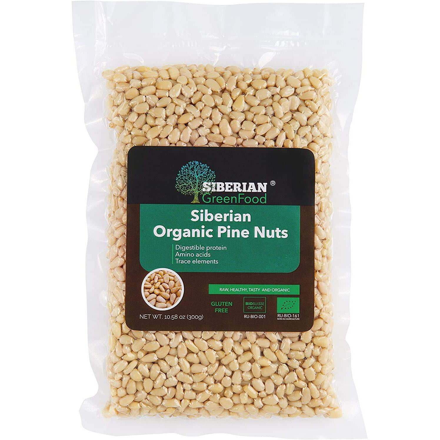 Organic Siberian Pine Nuts, Premium Quality, Vacuum Packed, European Organic Certificate.. (Pine Nuts, 10.58)