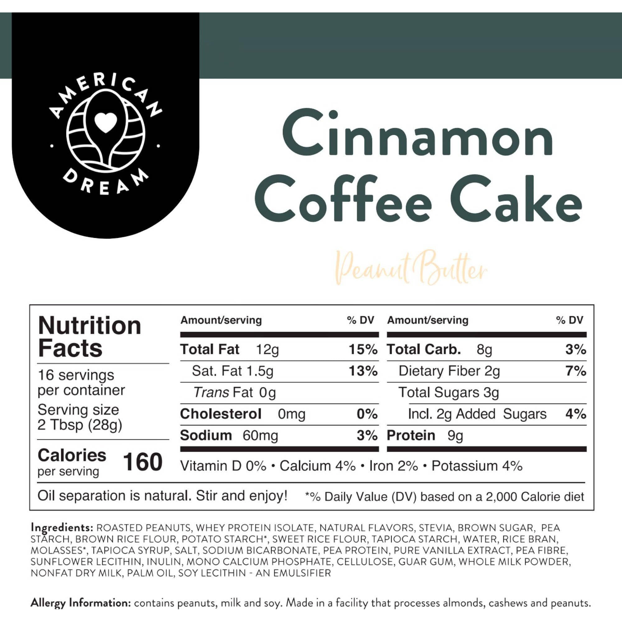 American Dream Nut Butter - Gluten-Free Cinnamon Coffee Cake Peanut Butter