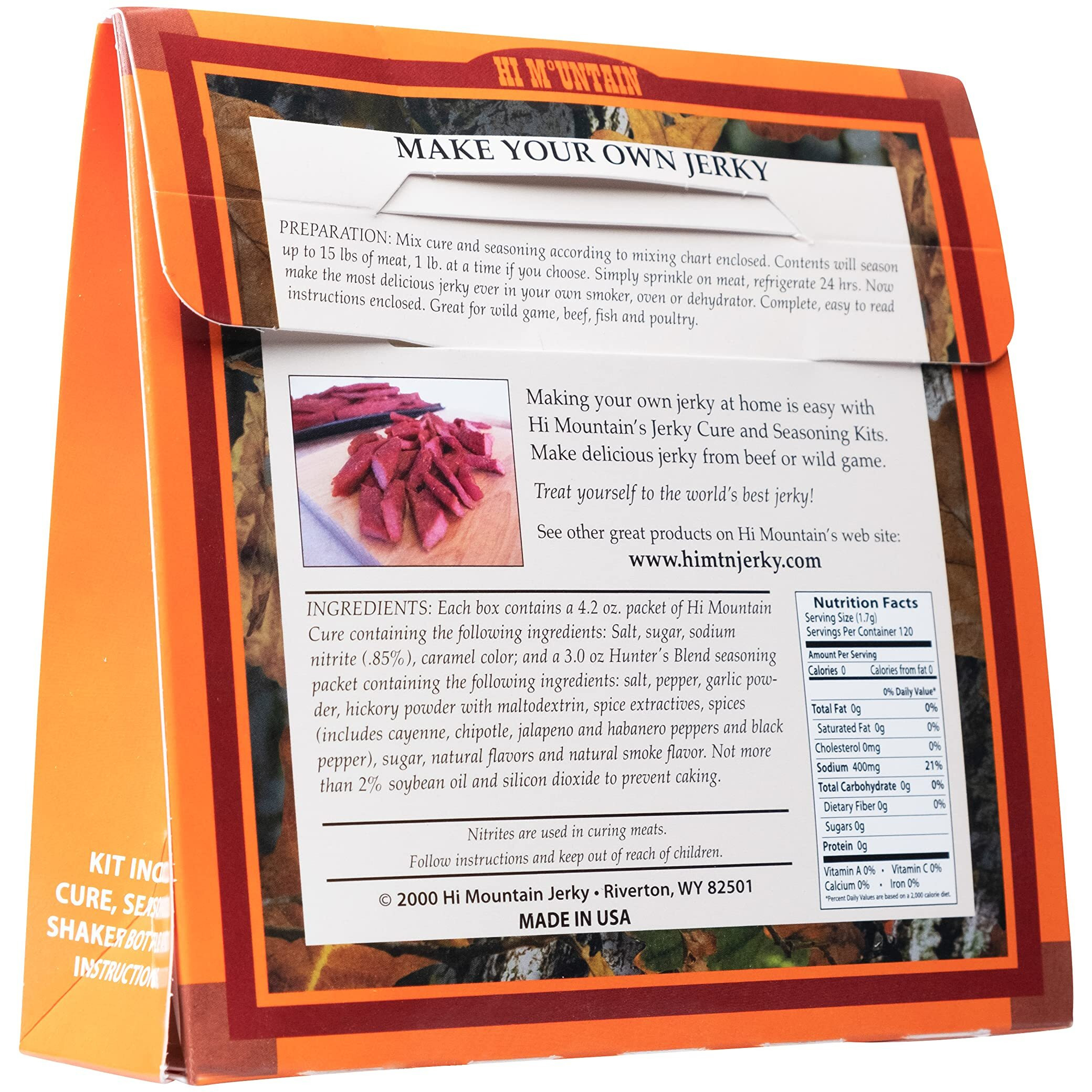 Hi Mountain Jerky Seasoning And Cure Kit | Hunters Blend | Create Savory Homemade Beef Jerky | Great For Beef, Deer, Elk, & Venison | Mix Will Season Up To 15Lbs. Of Meat (1 Box)