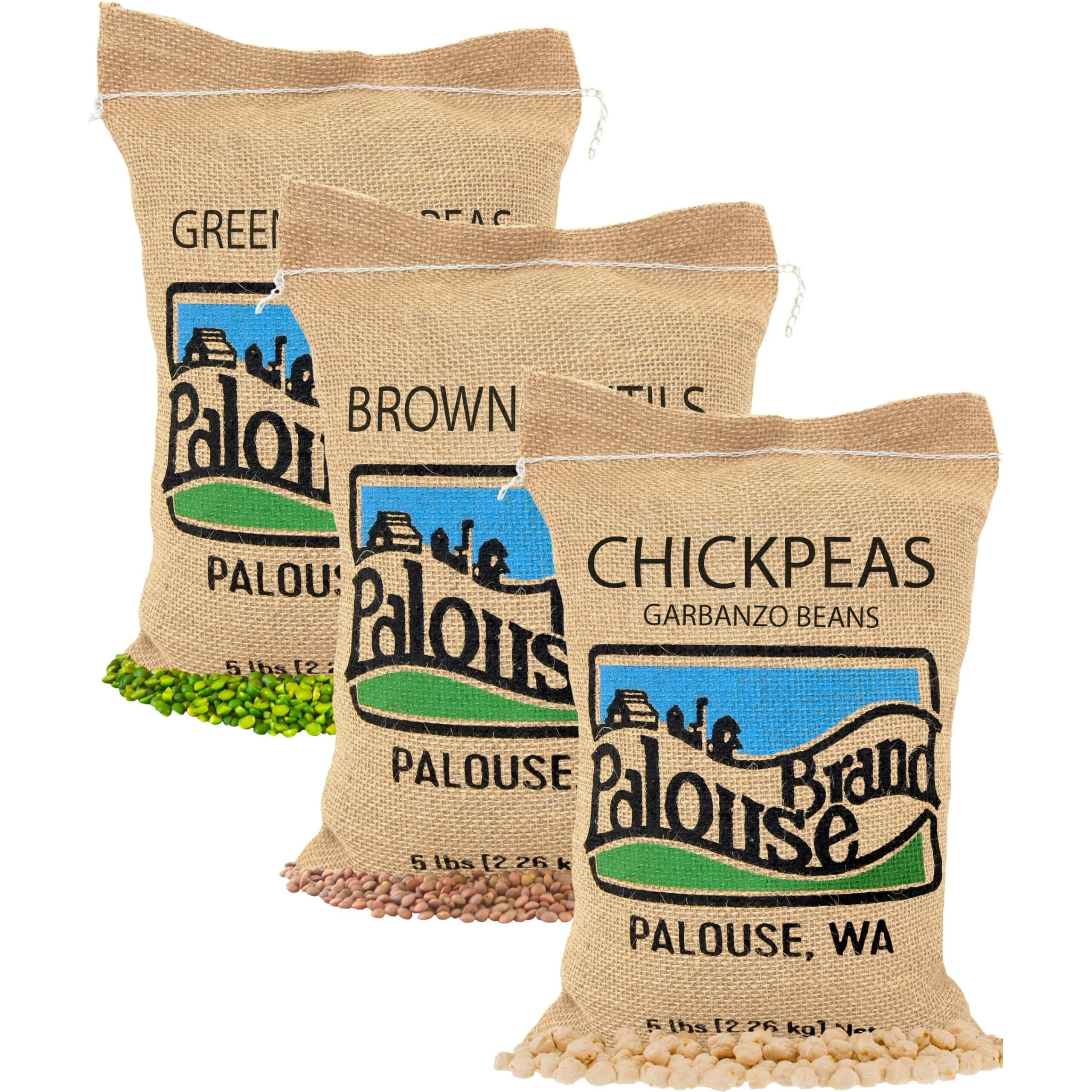 Garbanzo Beans | Pardina Lentils | Green Split Peas | 15 Total Lbs | Non-Gmo Project Verified | 100% Non-Irradiated | Certified Kosher Parve | Usa Grown | Field Traced