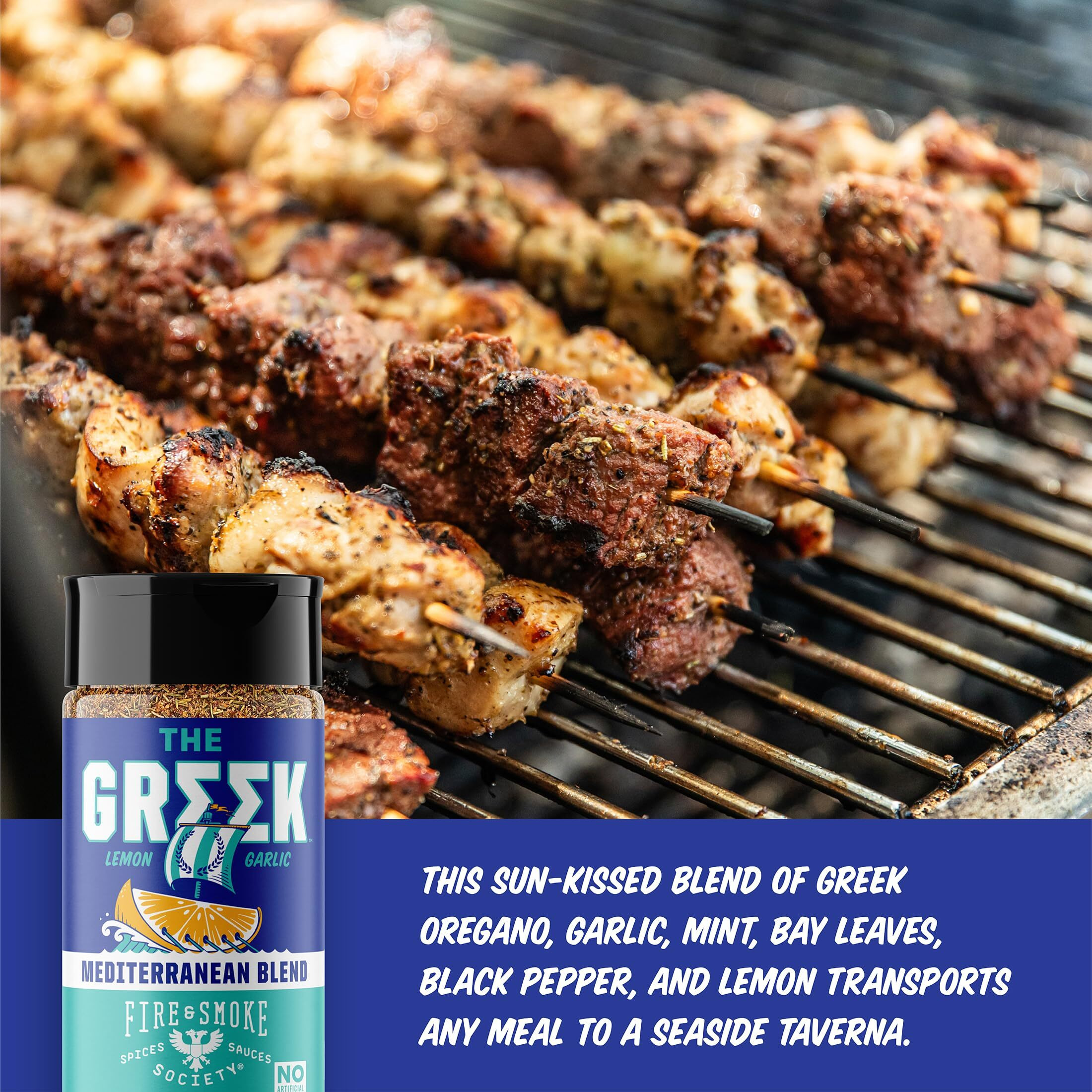 Fire & Smoke Society Mediterranean Seasoning Variety Pack | Bbq Rubs For Smoking And Bbq Seasonings For Grilling | Gifts For Dad, Men Gifts | Large Spices Set (4-Pack)