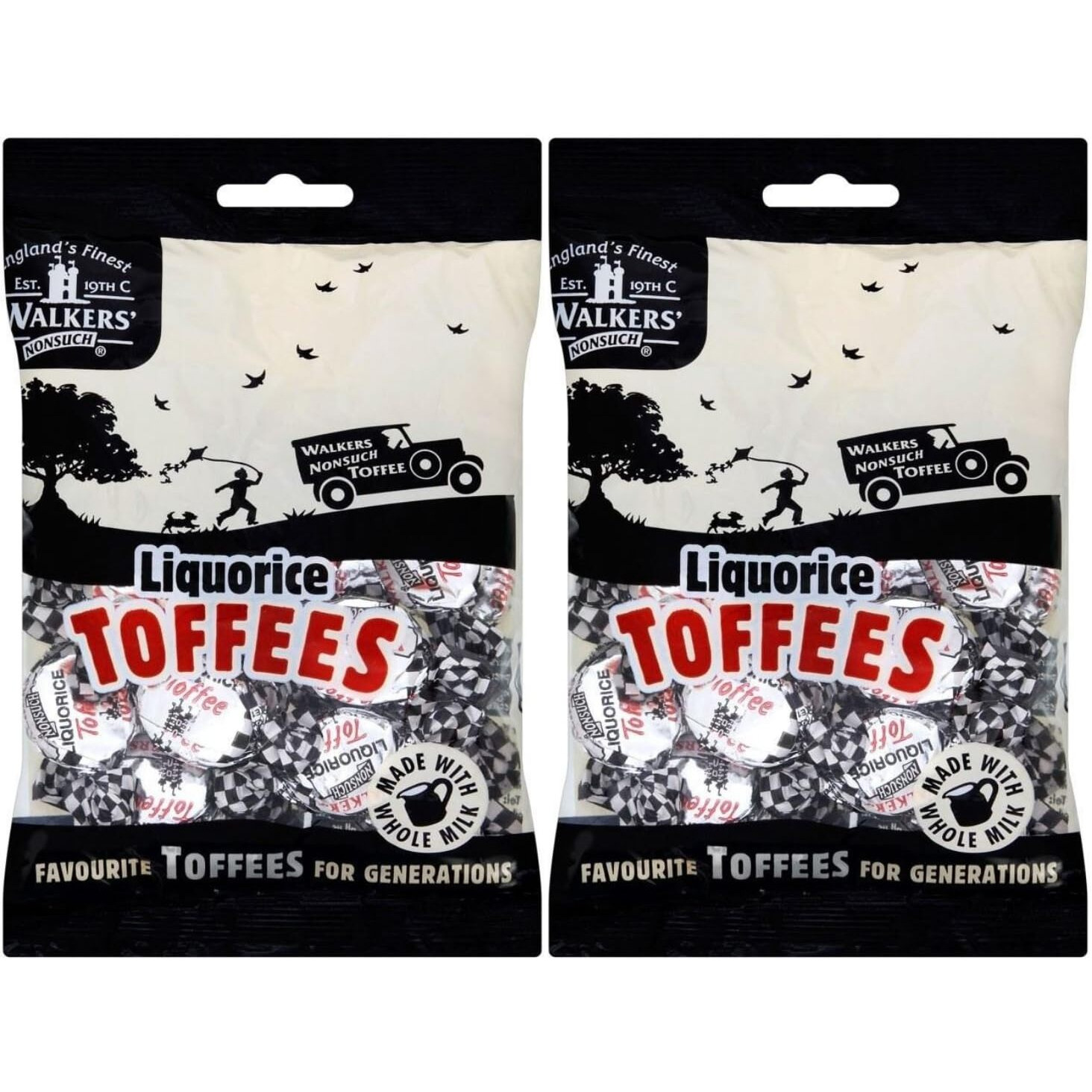 Walkers' Nonsuch Liquorice Toffees | With Condensed Milk & Black Treacle | Imported From The Uk | Traditional British Candy | Old Fashioned Licorice Toffee | 5.29 Oz (Pack Of 2)